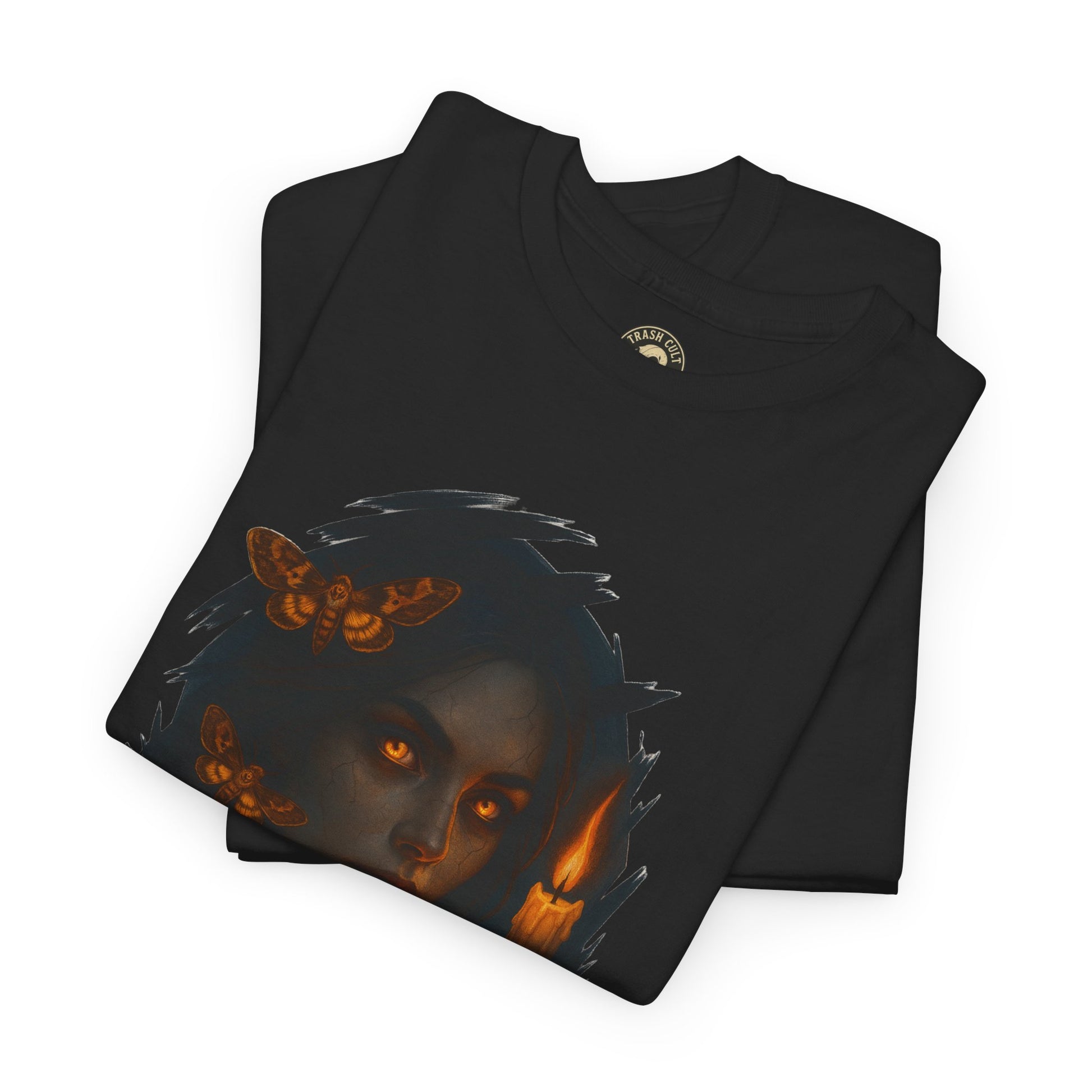 Mystical Night Unisex Heavy Cotton Tee, Witchy Shirt, Halloween Apparel, Fantasy Tee, Gift for Her, Art Graphic Tee