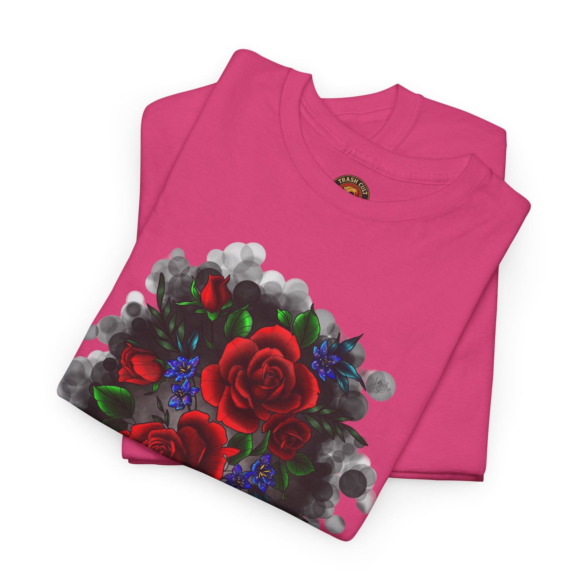 Floral Smoke Tattoo T-Shirt – Lara Davenport x Trash Cult Supply Co. Collab (Gildan 5000)