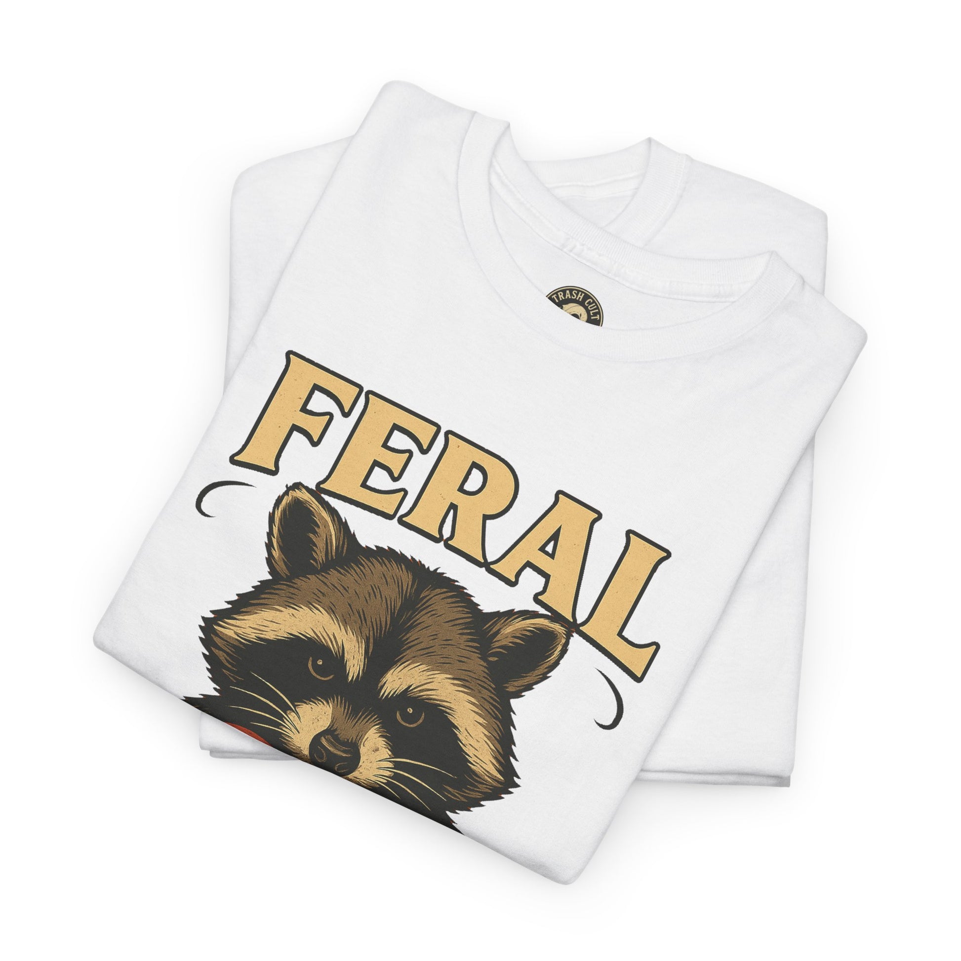 Feral Raccoon Tee - Unisex Heavy Cotton Tee, Cute Animal Shirt, Trendy Graphic Tee, Fun Gift for Animal Lovers, Casual Everyday Wear