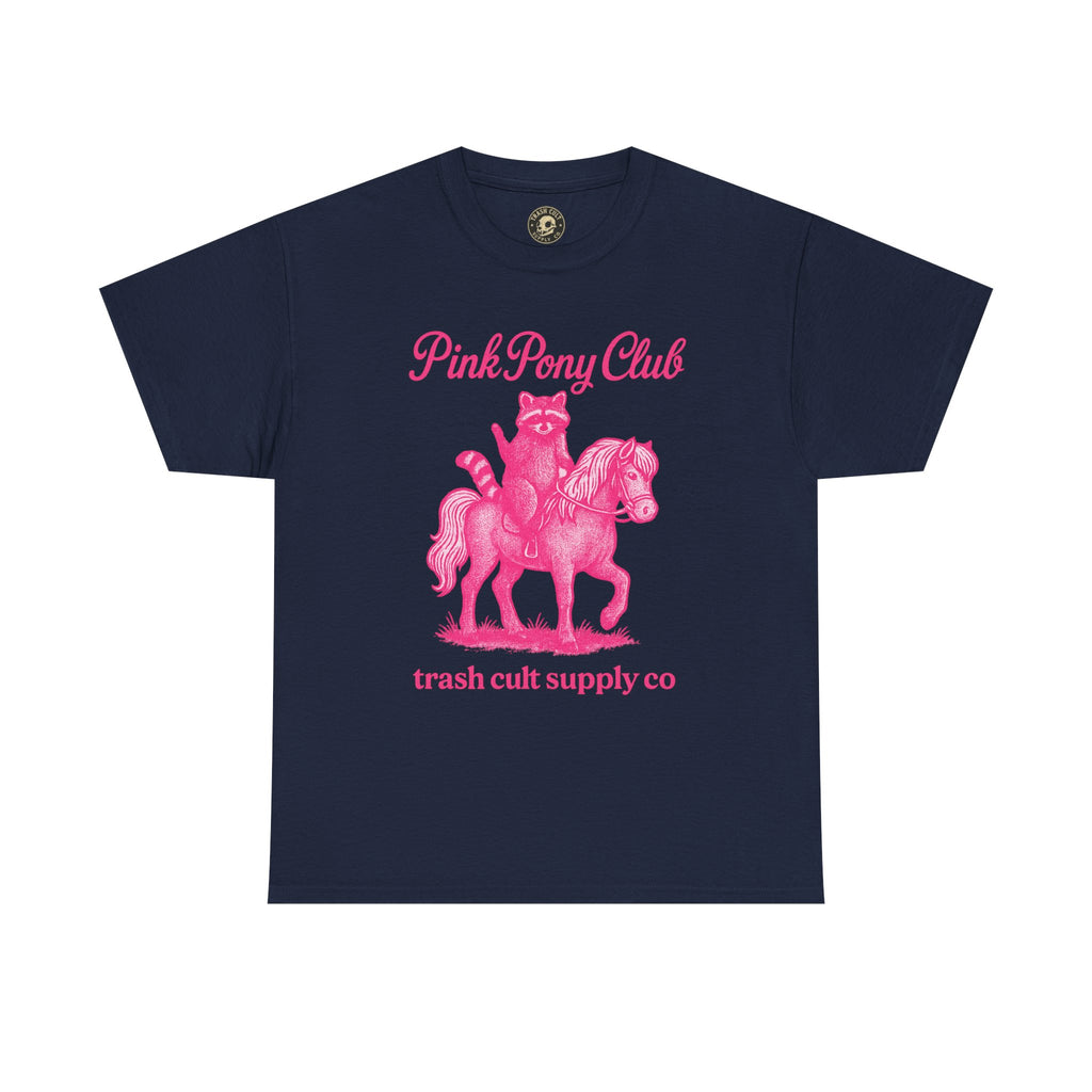 Pink Pony Club Raccoon Riding Pony Shirt – Vintage Hot Pink Halftone Tee by Trash Cult Supply Co
