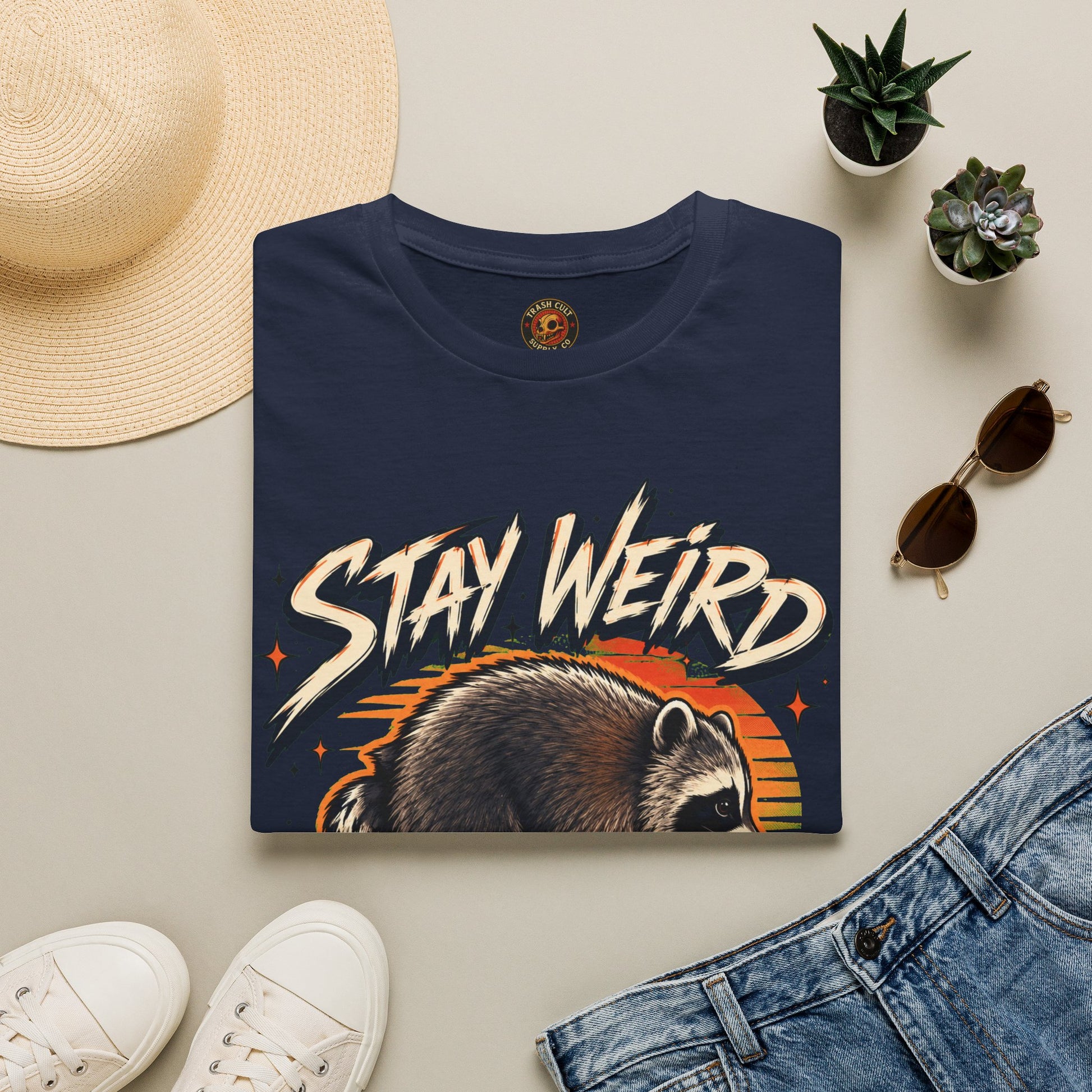 Stay Weird Raccoon Jimothy T-Shirt — Vintage Graphic Tee