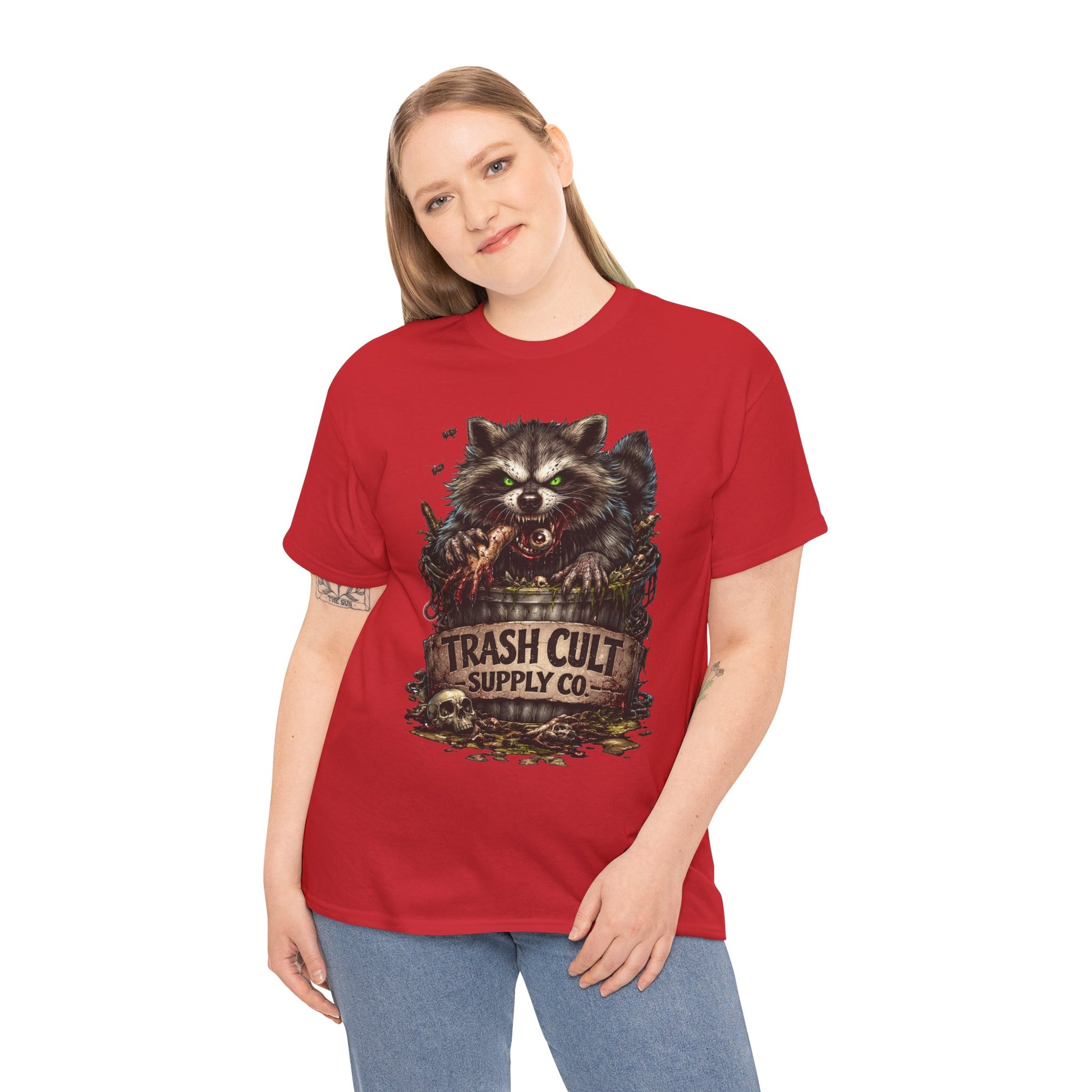 Raccoon 'Trash Cult Supply Co.' Graphic Tee — Vintage Grunge Animal Streetwear