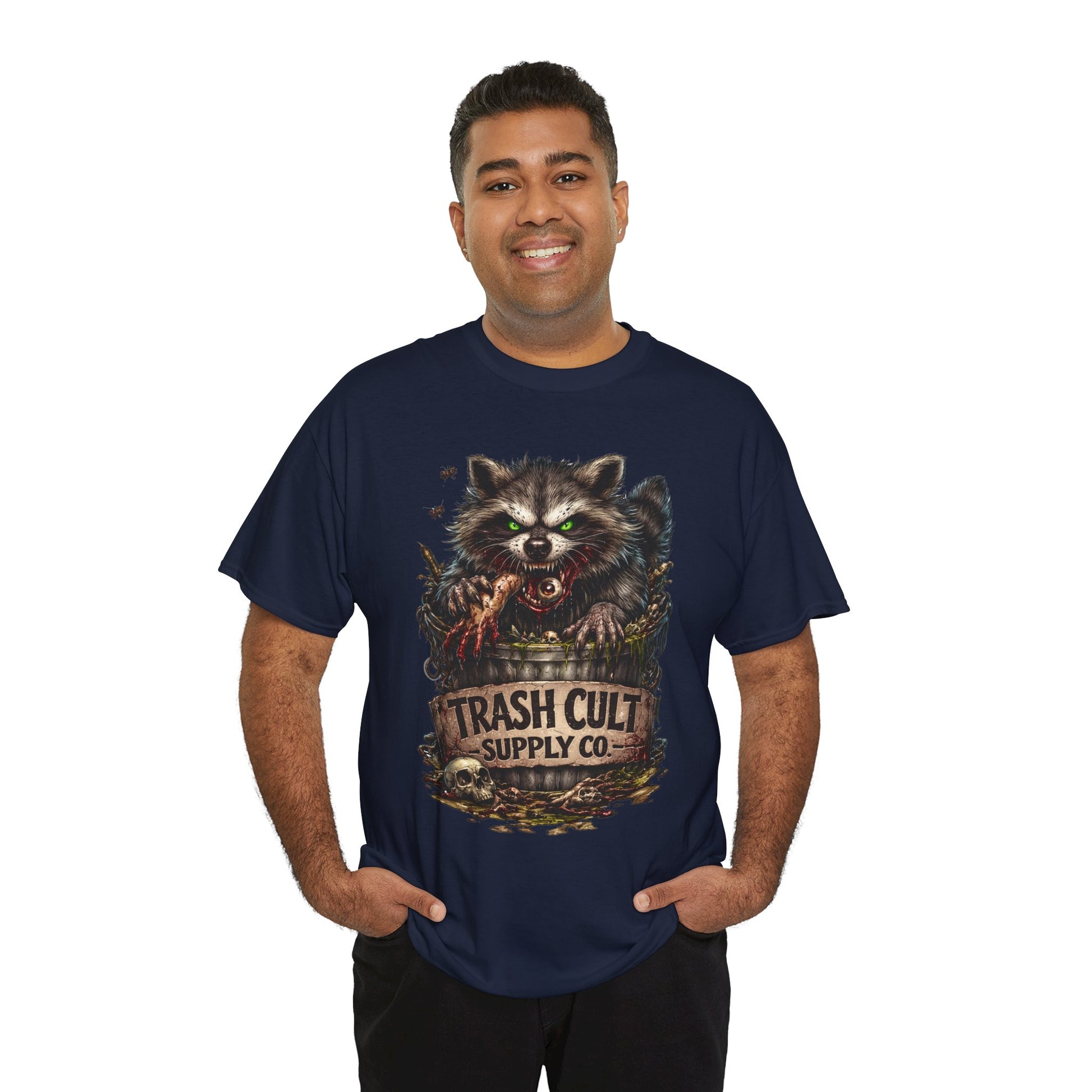 Raccoon 'Trash Cult Supply Co.' Graphic Tee — Vintage Grunge Animal Streetwear