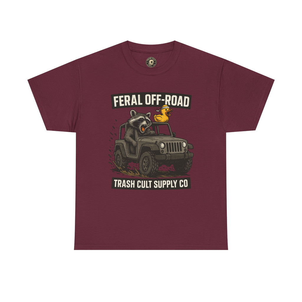 Feral Off-Road Raccoon Jeep Shirt – Mud Slinging Chaos | Trash Cult Supply Co | Gildan 5000 Tee