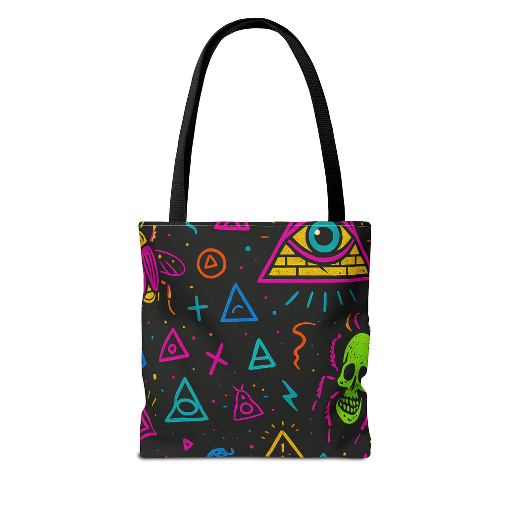 Illuminasty Drop Neon Tote Bag – All-Seeing Eye, Skulls & Symbols | Trash Cult Supply Co.