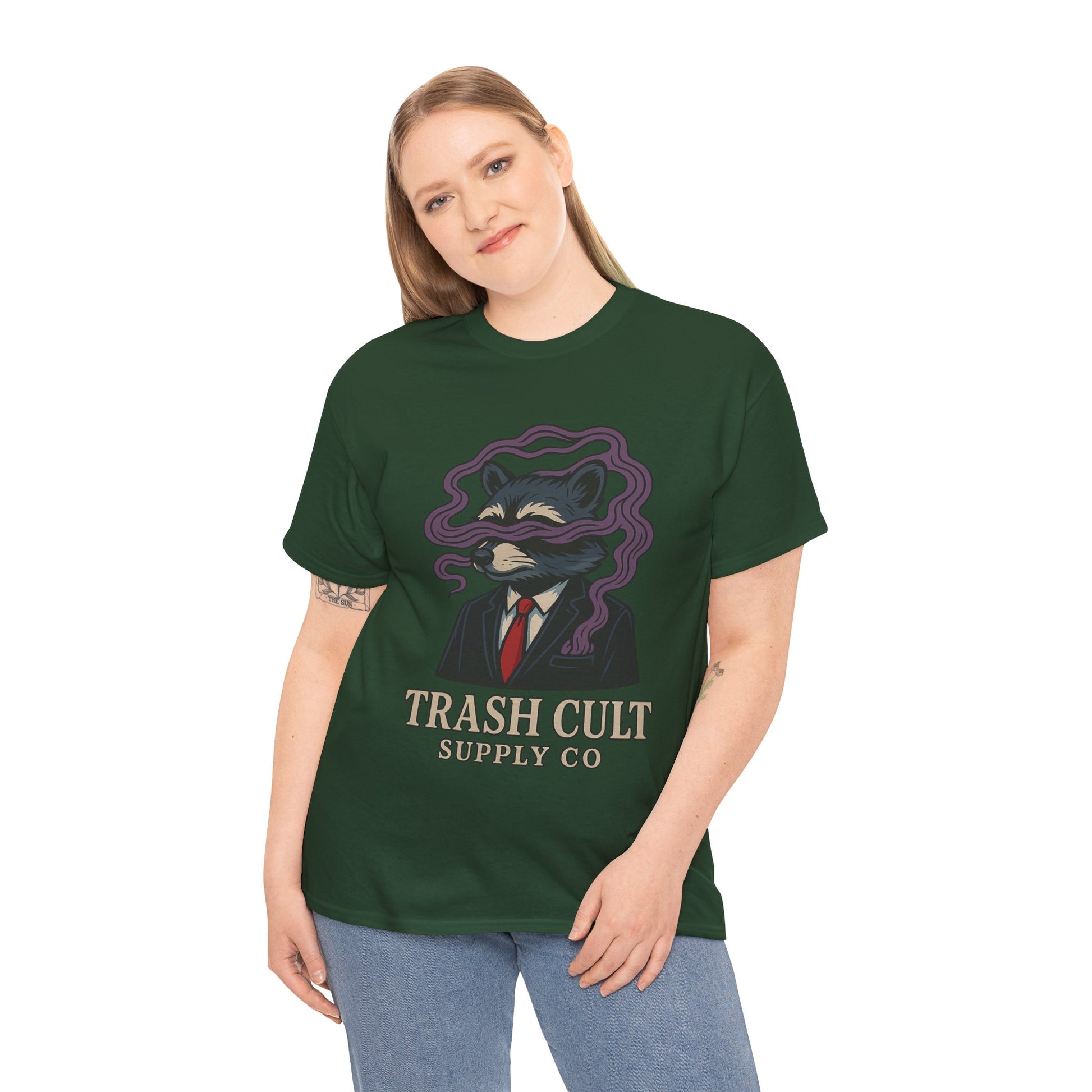 Suited Raccoon Smoke Design – Trash Cult Supply Co | Bold Graffiti Tattoo Tee