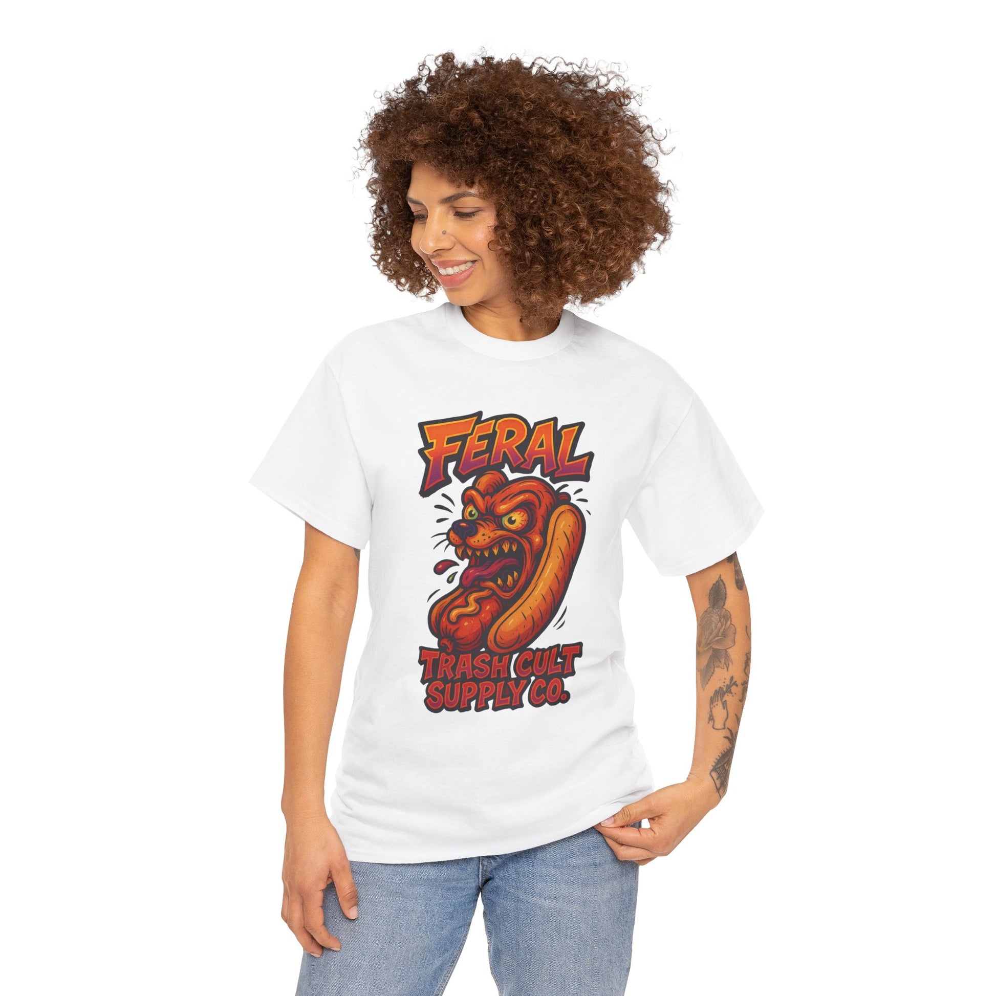 Feral Hot Dog Shirt – Bold Trashcore Art Tee | Trash Cult Supply Co | Gildan 5000 Unisex Fit