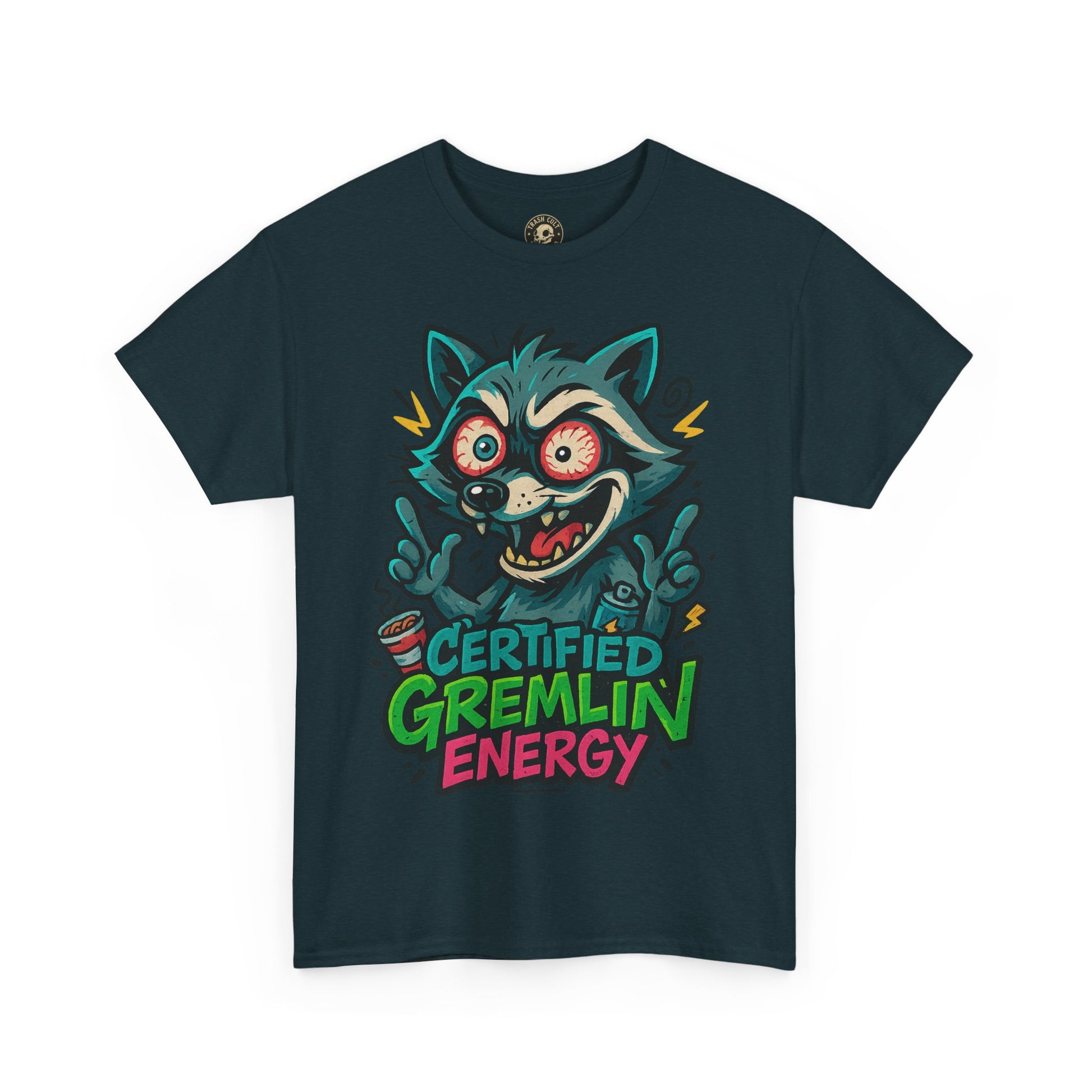 Certified Gremlin Energy Tee – ADHD Raccoon Shirt, Funny Unisex T-Shirt, Graffiti Style Gift for Goblins & Night Owls