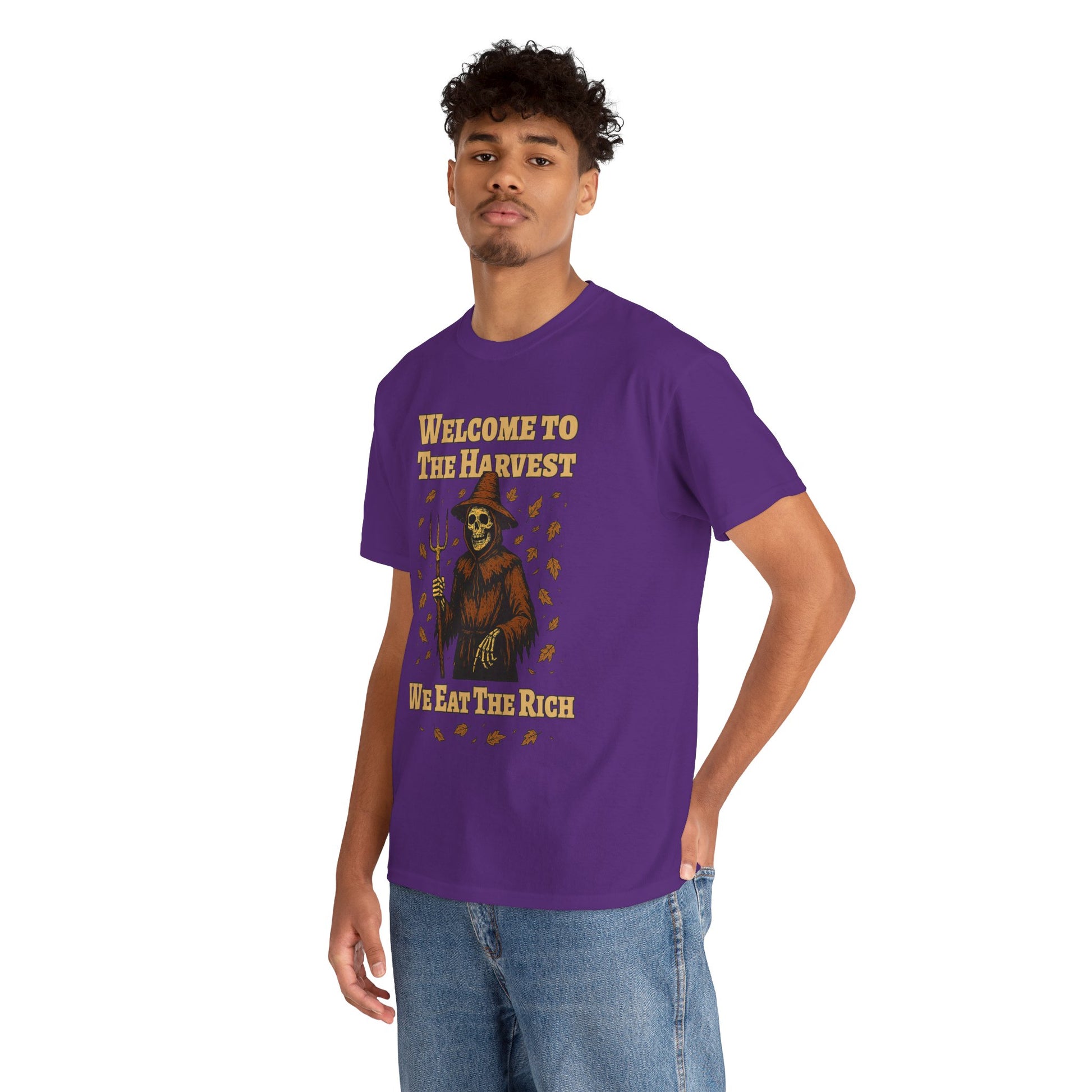 Eat the Rich Shirt – Welcome to the Harvest Skeleton Scarecrow Tee – Fall of Humanity Collection – Trash Cult Supply Co.
