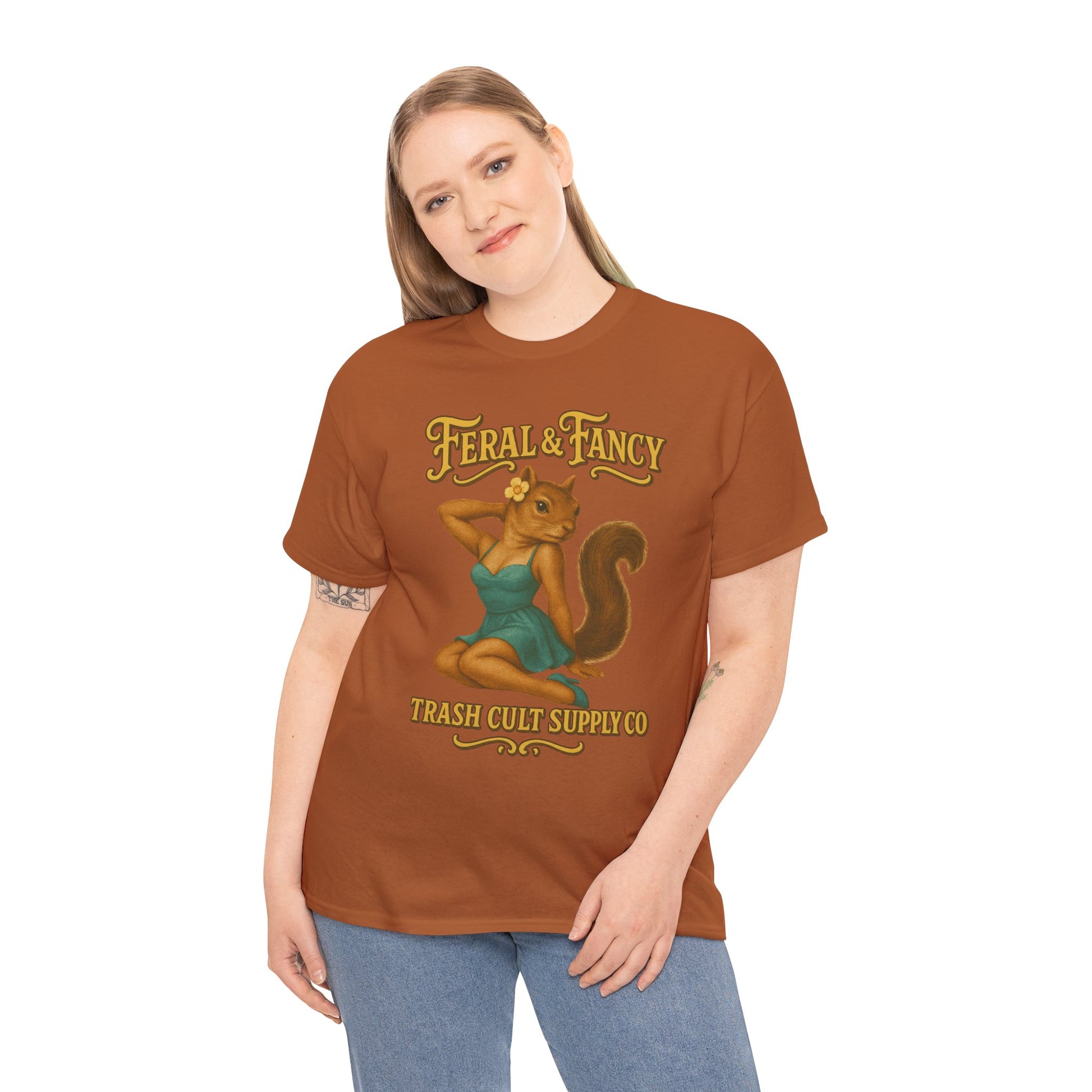 Feral & Fancy Pin-Up Squirrel Shirt – Vintage 1950s Style | Trash Cult Supply Co | Gildan 5000