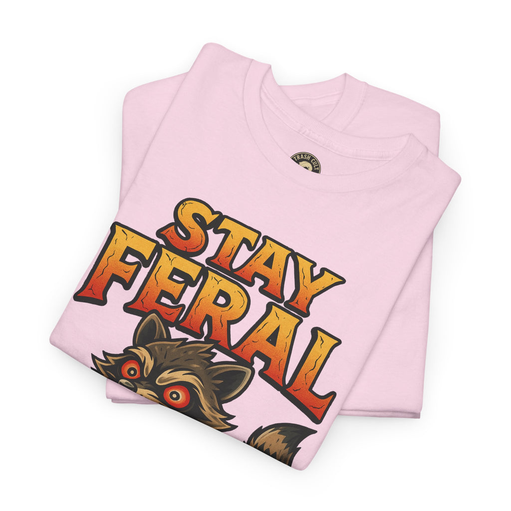Stay Feral Roomba Raccoon T-Shirt – Bold New School Tattoo Style | Trash Cult Supply Co