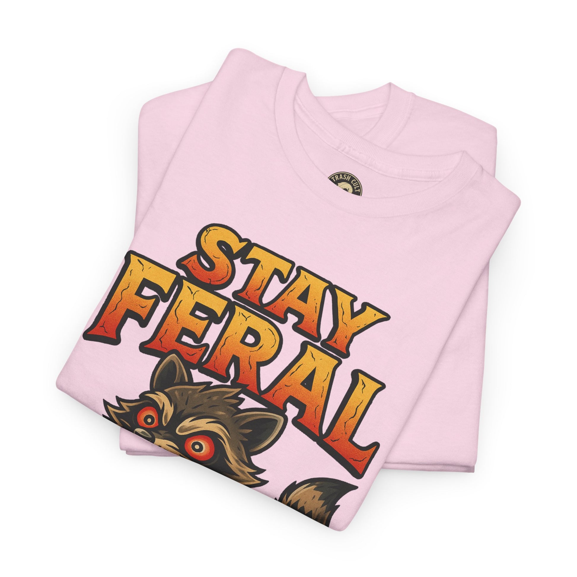 Stay Feral Roomba Raccoon T-Shirt – Bold New School Tattoo Style | Trash Cult Supply Co