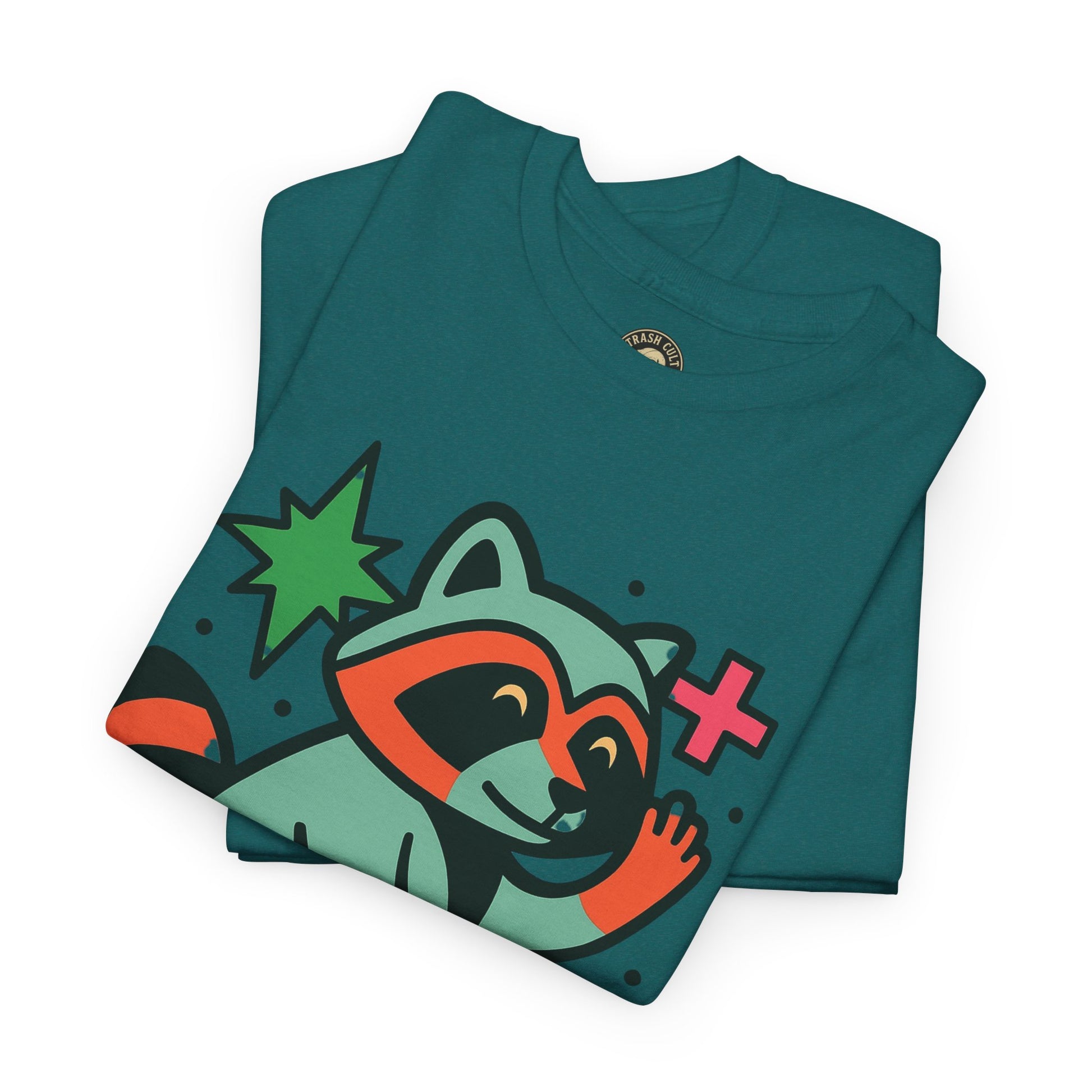 Playful Raccoon Unisex Heavy Cotton Tee | Cute Animal Shirt for Nature Lovers, Graphic Tee, Gift for Kids, Casual Wear, Eco-Friendly