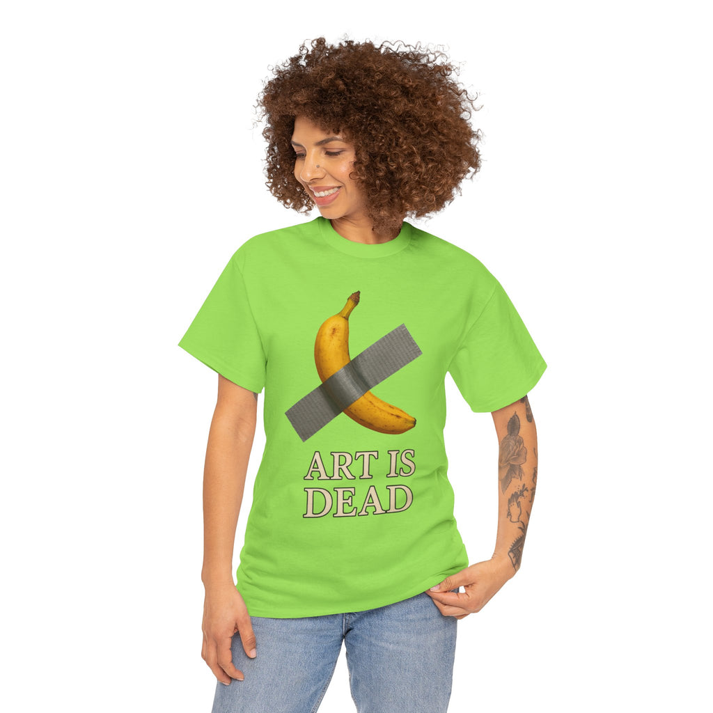 “ART IS DEAD” Banana Duct Tape Meme Tee – Satirical Art Parody Shirt by Trash Cult Supply Co.
