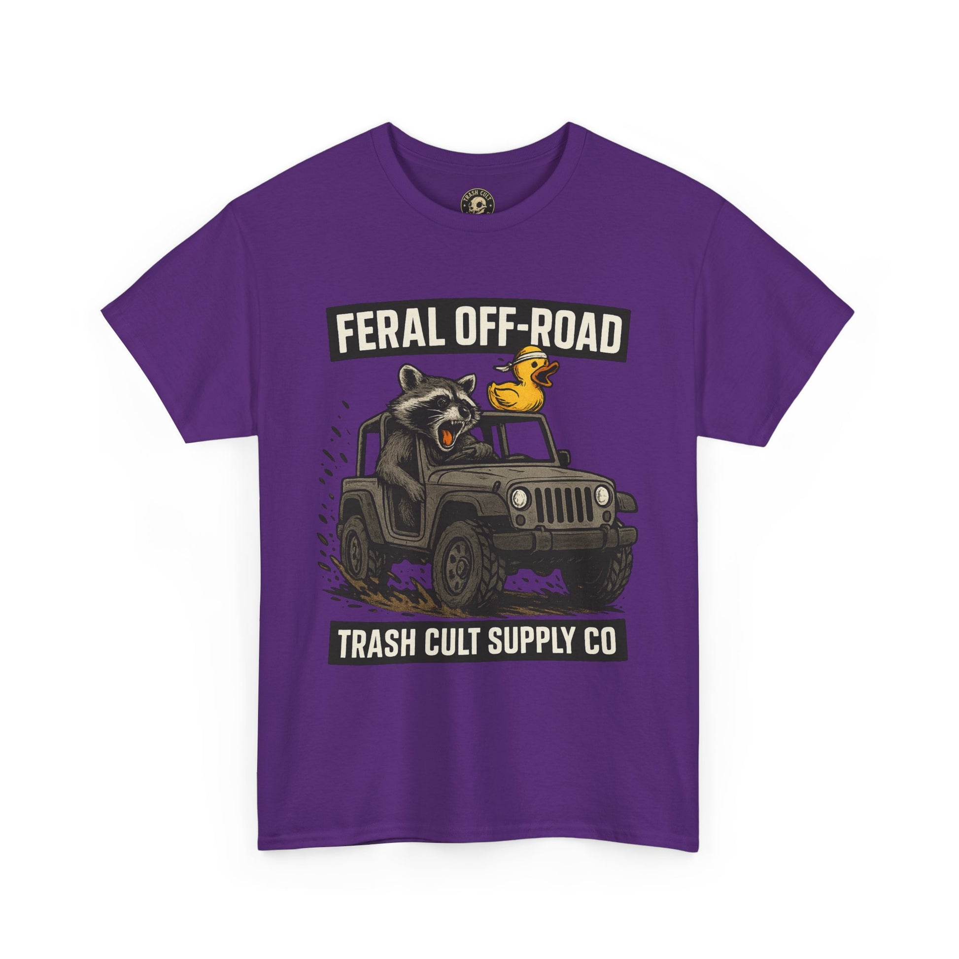 Feral Off-Road Raccoon Jeep Shirt – Mud Slinging Chaos | Trash Cult Supply Co | Gildan 5000 Tee