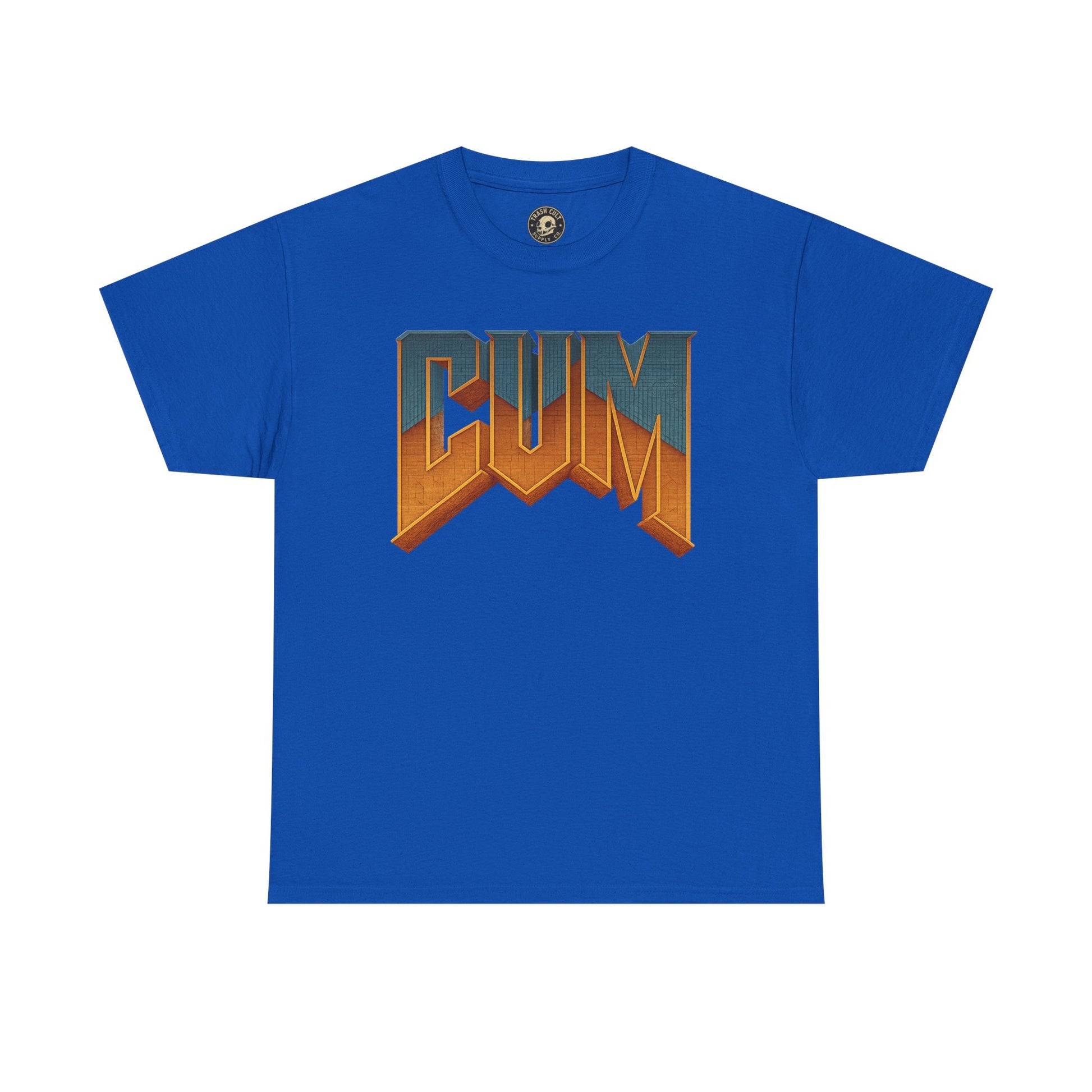 CUM Parody Metal Logo Shirt – Doom-Inspired Retro Gamer Tee on Gildan 5000