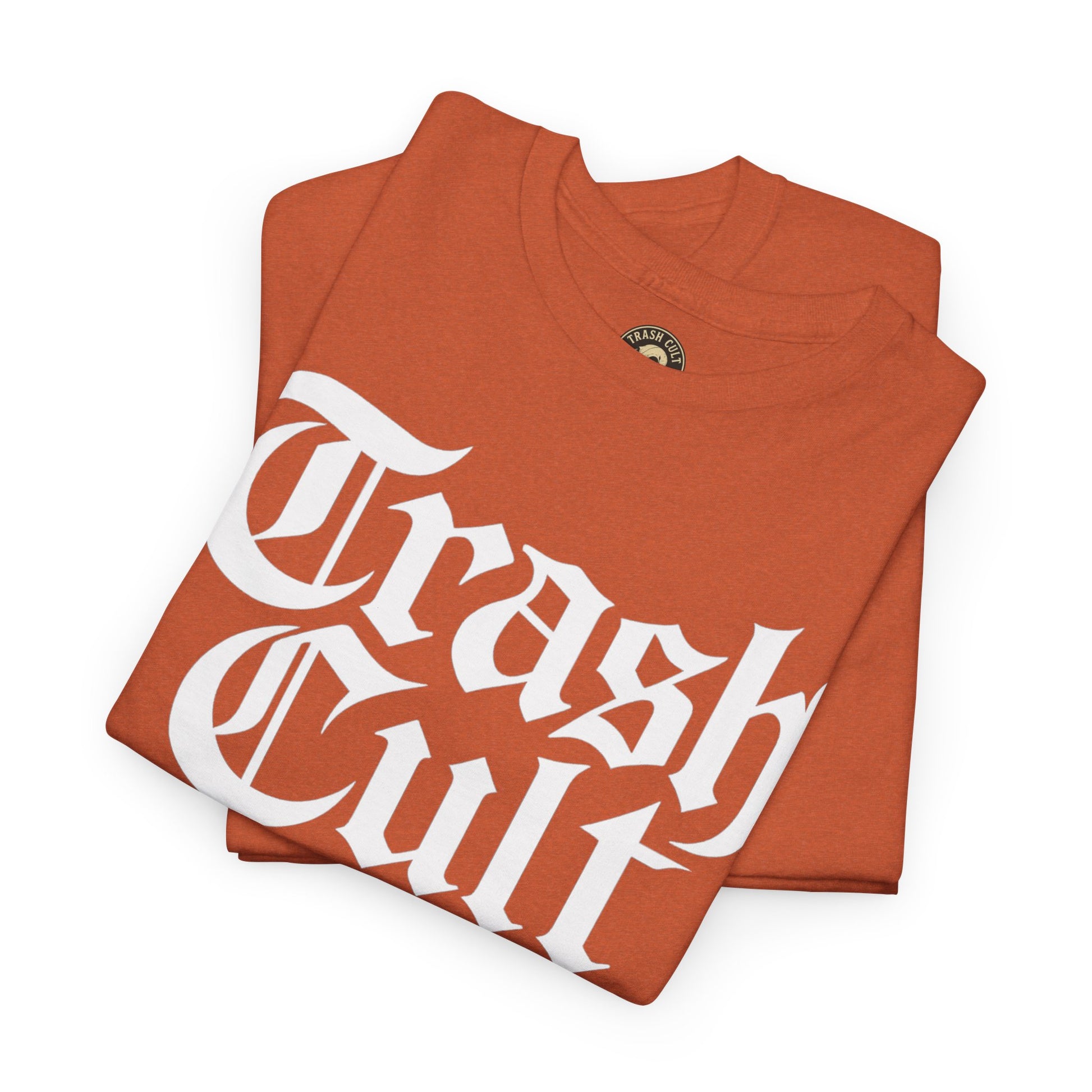 Trash Cult Gothic Logo Shirt – White Cyber Gothic Print on Gildan 5000