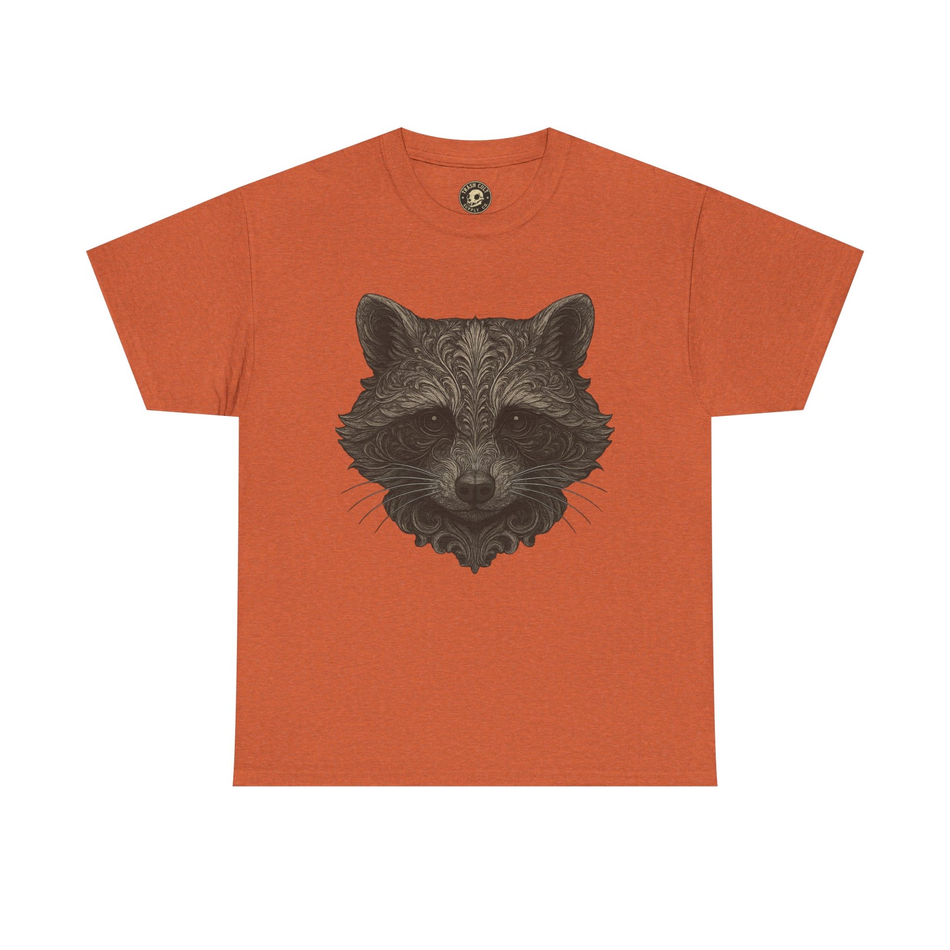Ornate Raccoon Face Shirt – Intricate Woodland Animal Art Tee – Tattoo-Inspired Forest Aesthetic – Trash Cult Supply Co.