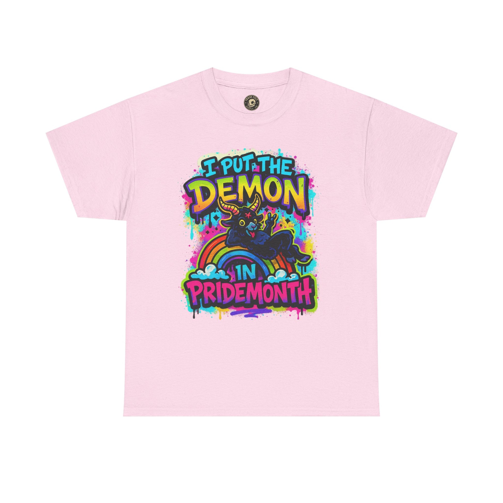 Pride Month Unisex Tee - I Put the Demon in Pride Month, LGBTQ+ Apparel, Rainbow Shirt, Festival Wear, Gift for Allies & Activists