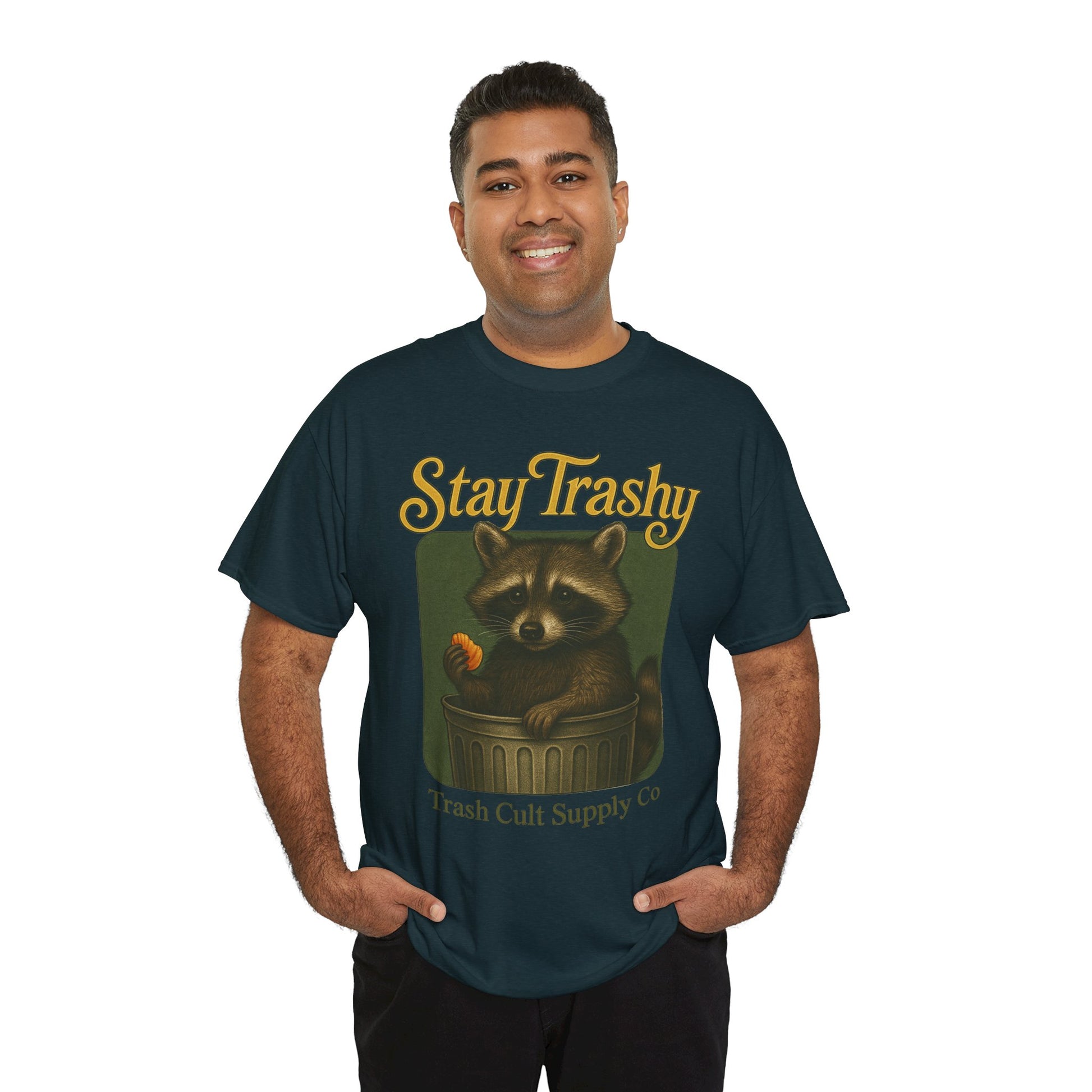 Stay Trashy Raccoon T-Shirt – Vintage-Style Cute Trash Panda | Trash Cult Supply Co | Gildan 5000