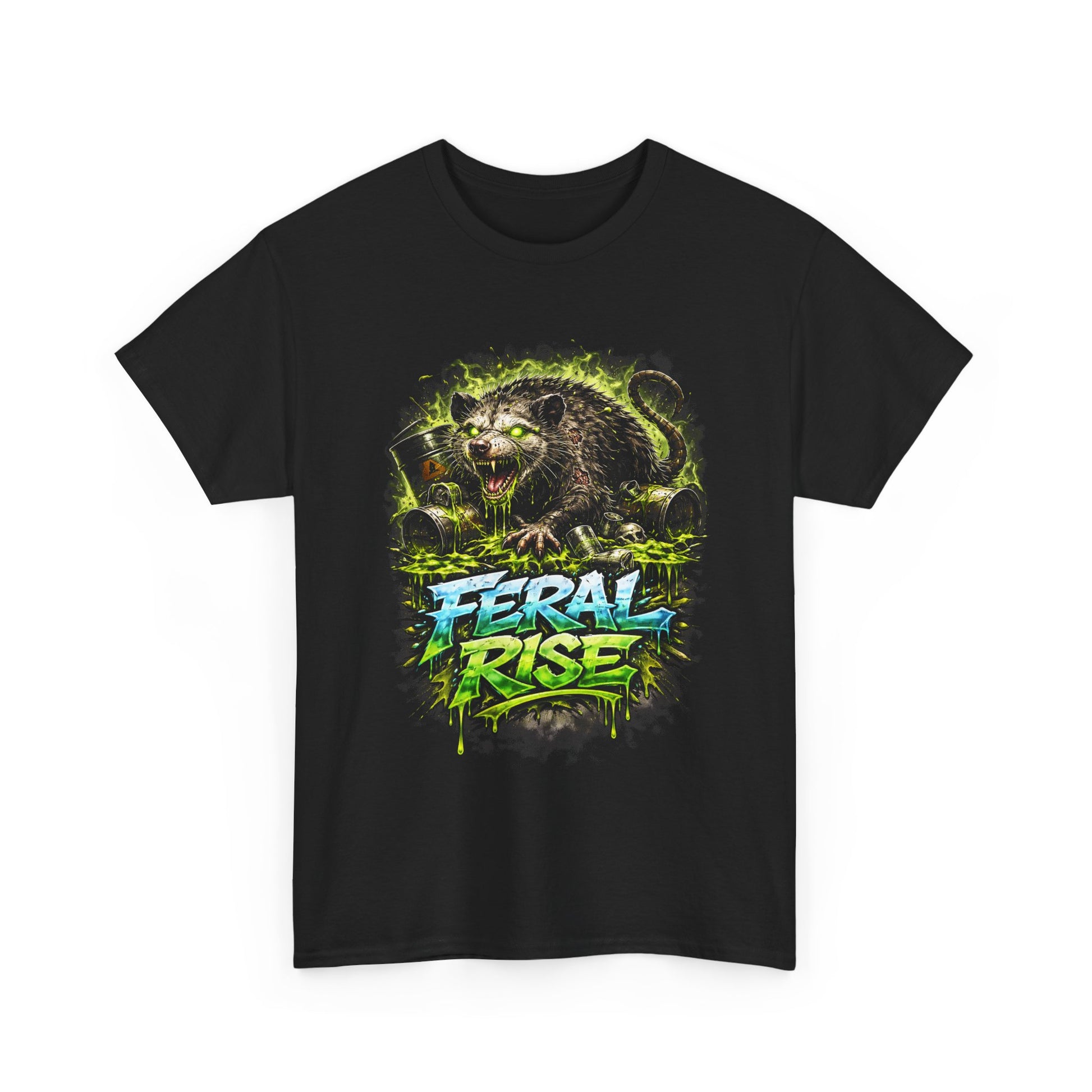Feral Rise Graphic Tee — Fierce Raccoon Streetwear T‑Shirt