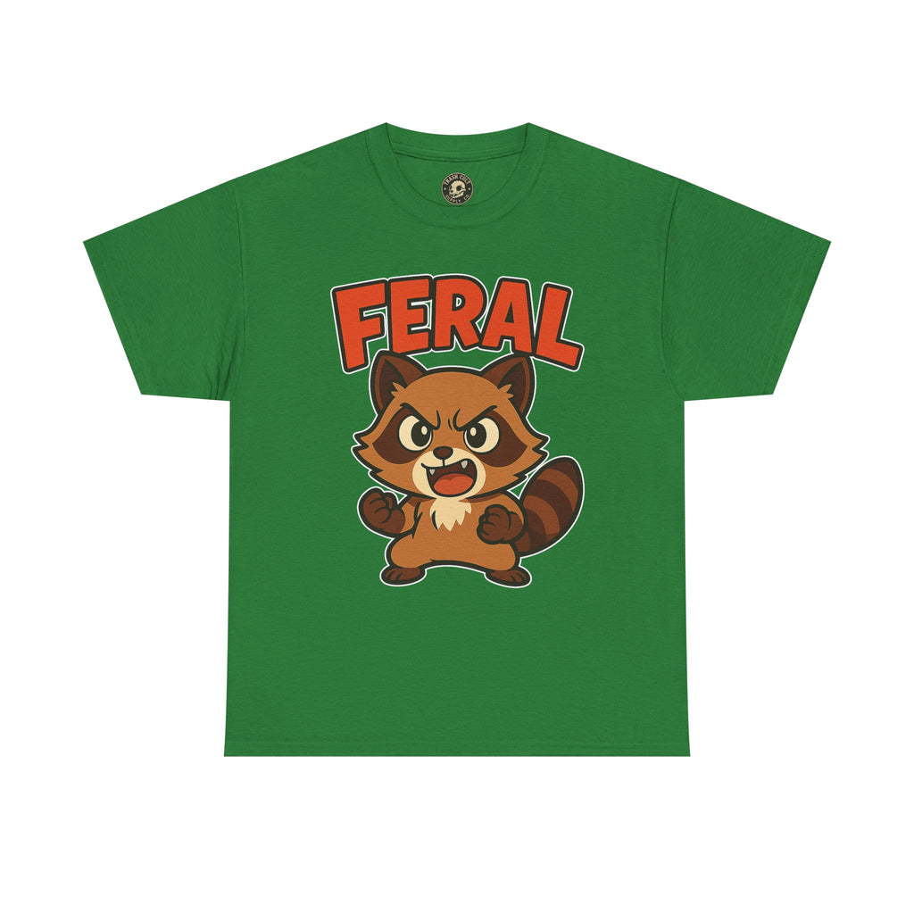 Feral Cartoon Tee - Unisex Heavy Cotton Shirt, Cute Graphic, Animal Lovers Gift, Casual Wear, Fun T-Shirt for Kids & Adults