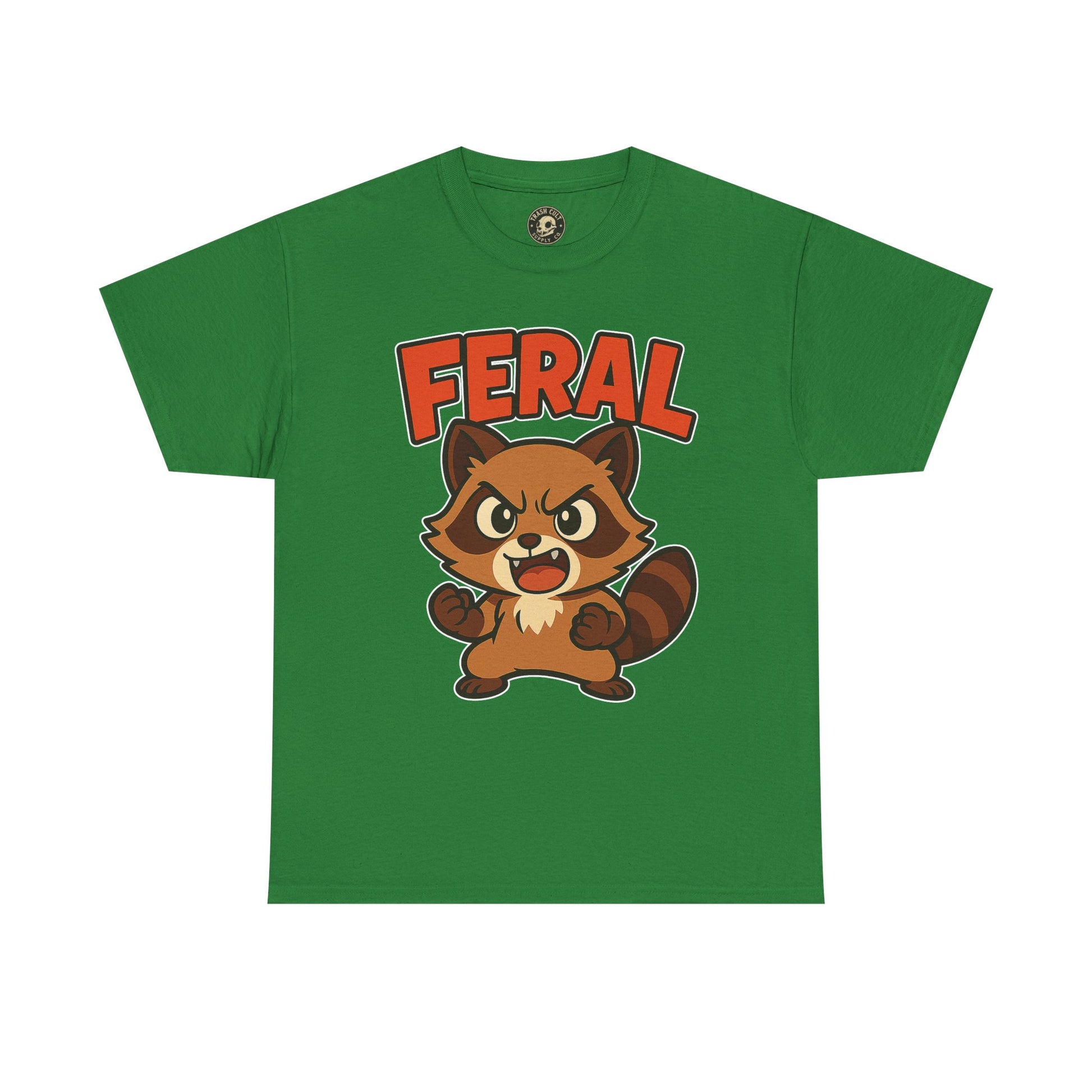 Feral Cartoon Tee - Unisex Heavy Cotton Shirt, Cute Graphic, Animal Lovers Gift, Casual Wear, Fun T-Shirt for Kids & Adults