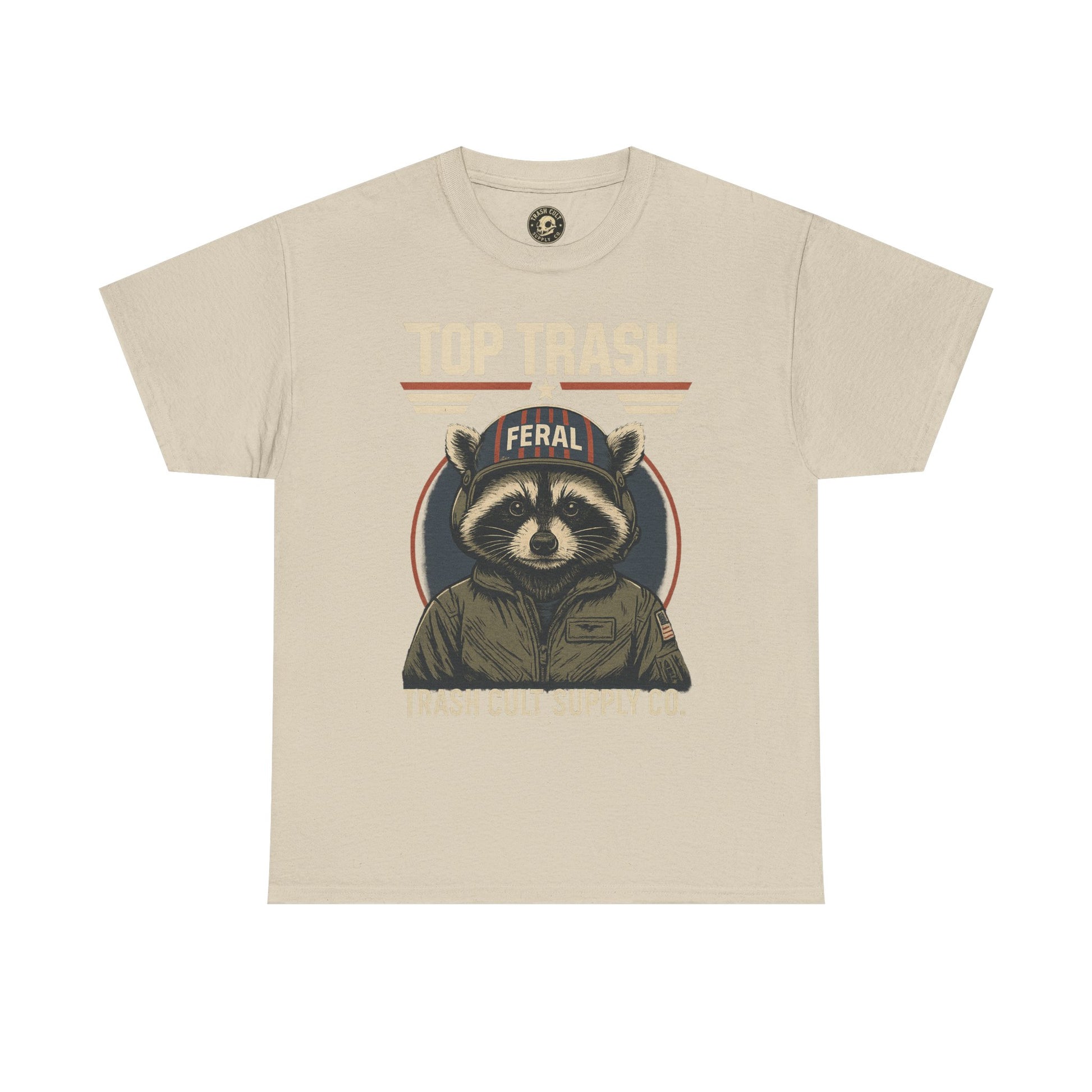Feral Top Trash Raccoon Pilot Shirt – Trash Cult Supply Co. Parody Tee