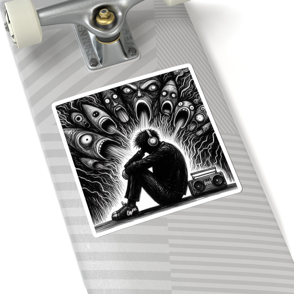 Xian Allen x Trash Cult Sticker – “Turn It Up Louder” | Screaming Faces Audio Overload Decal