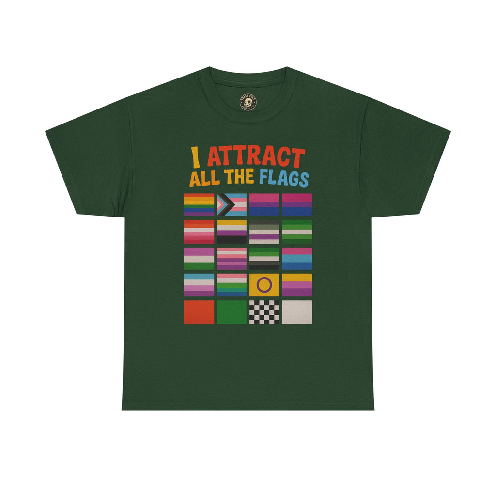 I Attract All The Flags LGBTQ Pride T-Shirt – Funny Inclusivity Shirt – Gildan 5000