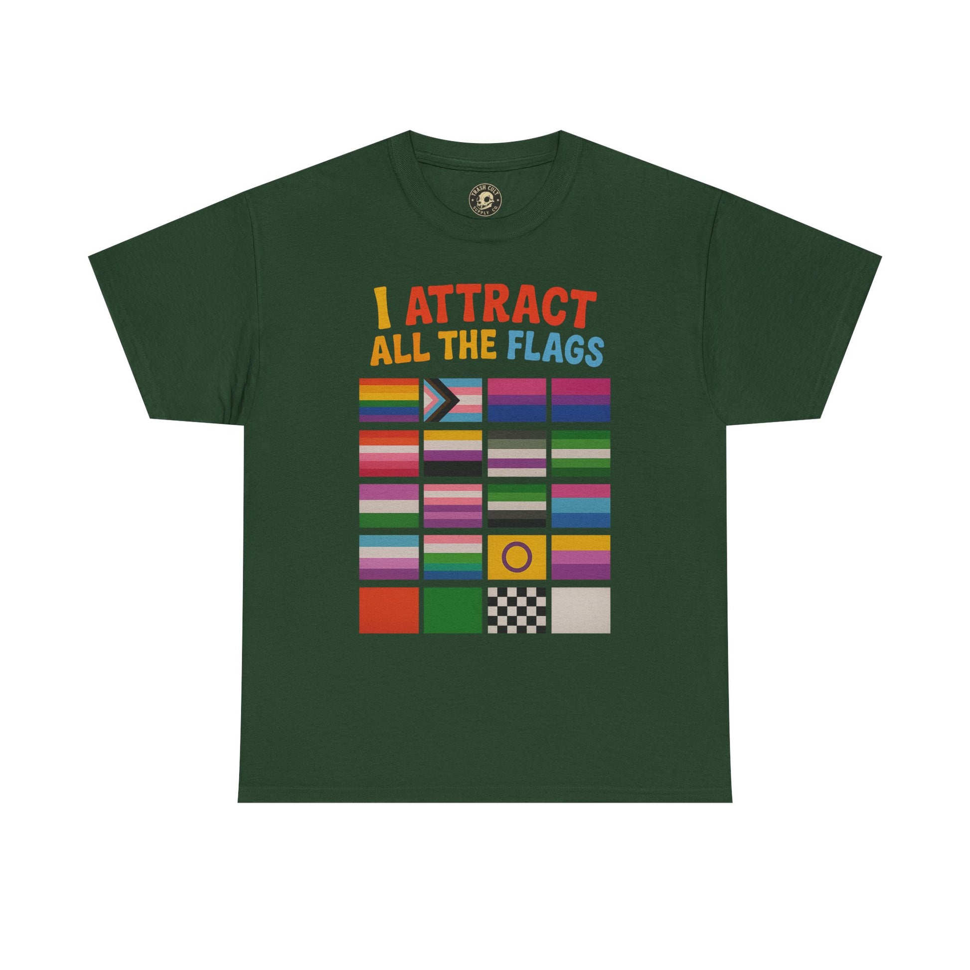 I Attract All The Flags LGBTQ Pride T-Shirt – Funny Inclusivity Shirt – Gildan 5000