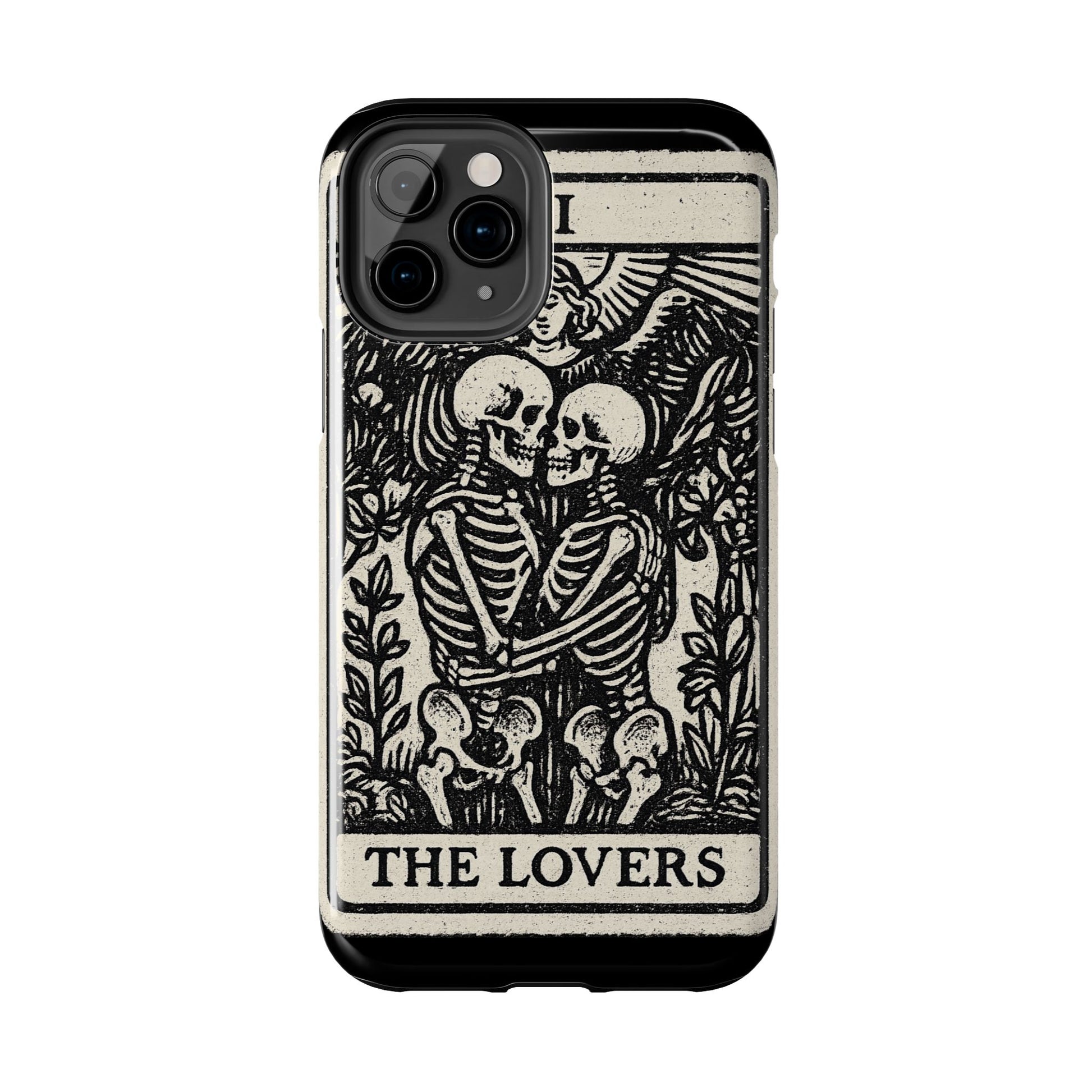 Tough Phone Case with Skeleton Lovers Design, Gothic Phone Cover, Unique Couples Gift, Halloween Accessory, Edgy Tech Design