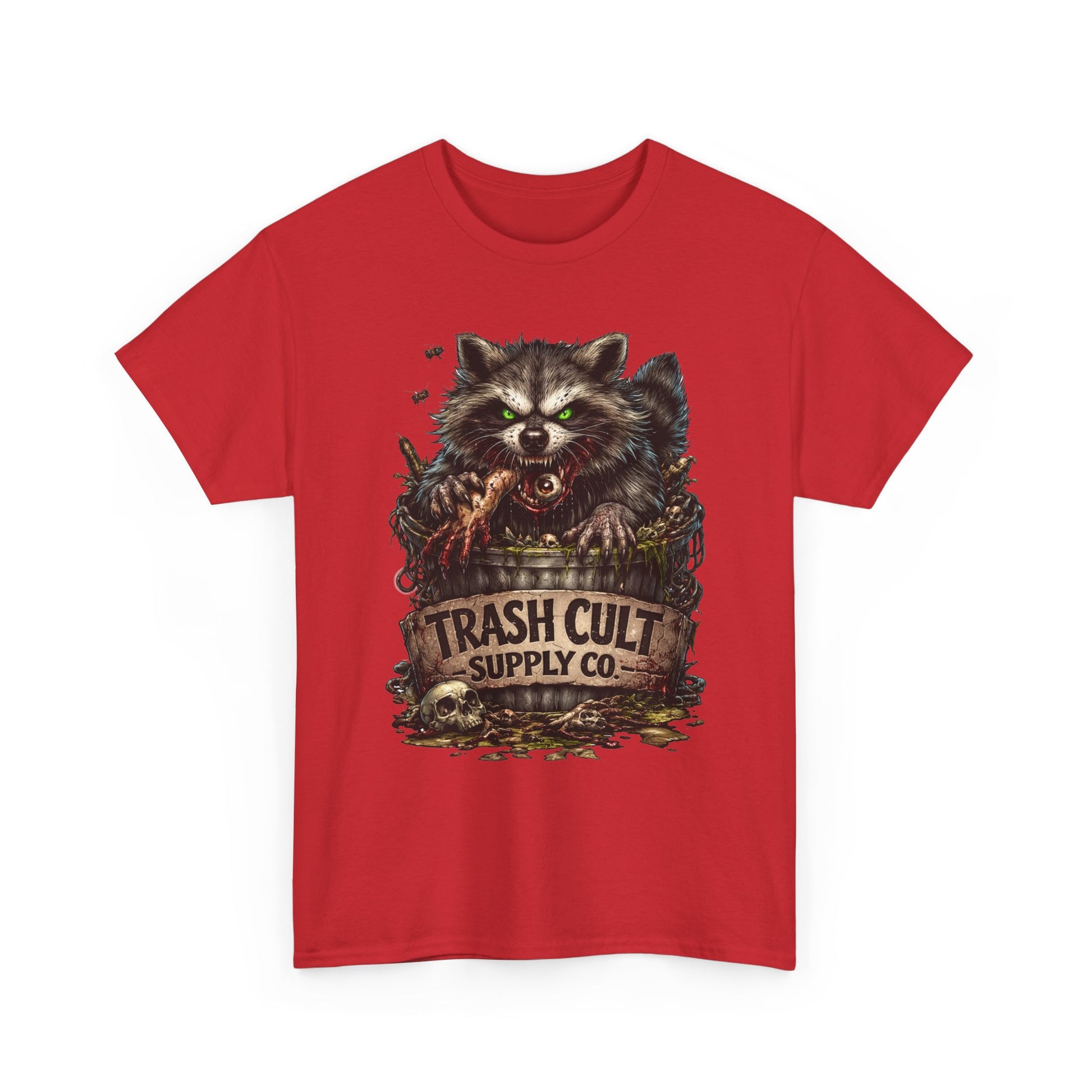 Raccoon 'Trash Cult Supply Co.' Graphic Tee — Vintage Grunge Animal Streetwear