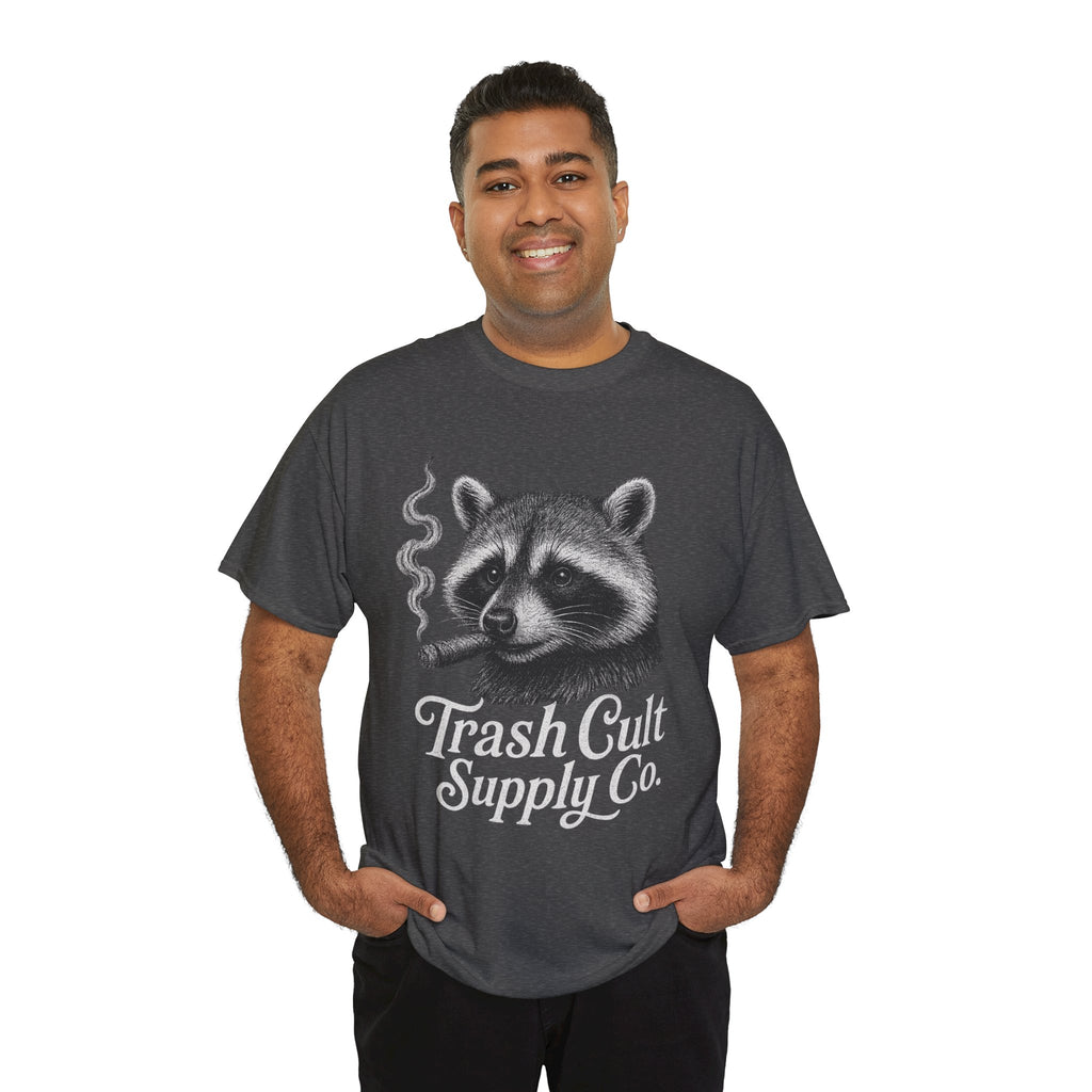 Monochrome Raccoon Cigar Shirt – Trash Cult Supply Co. | Gildan 5000 Tee