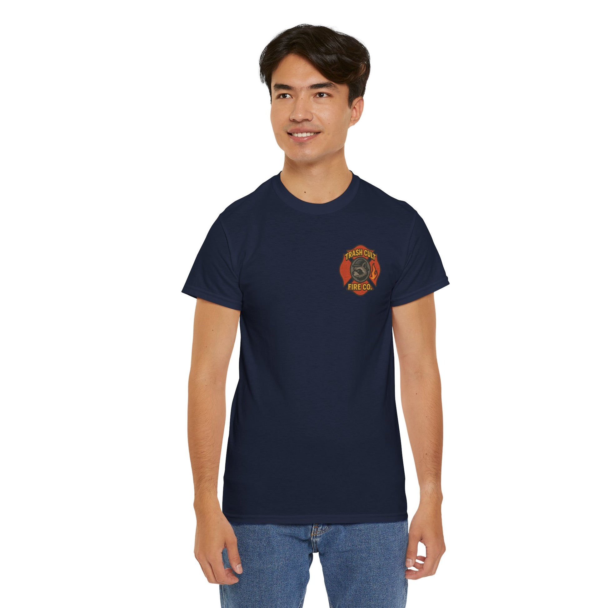 Trash Cult Fire Co. Unisex Tee - Quirky Raccoon Design, Fun Gift, Casual Wear, Firefighter Humor, Unique Apparel