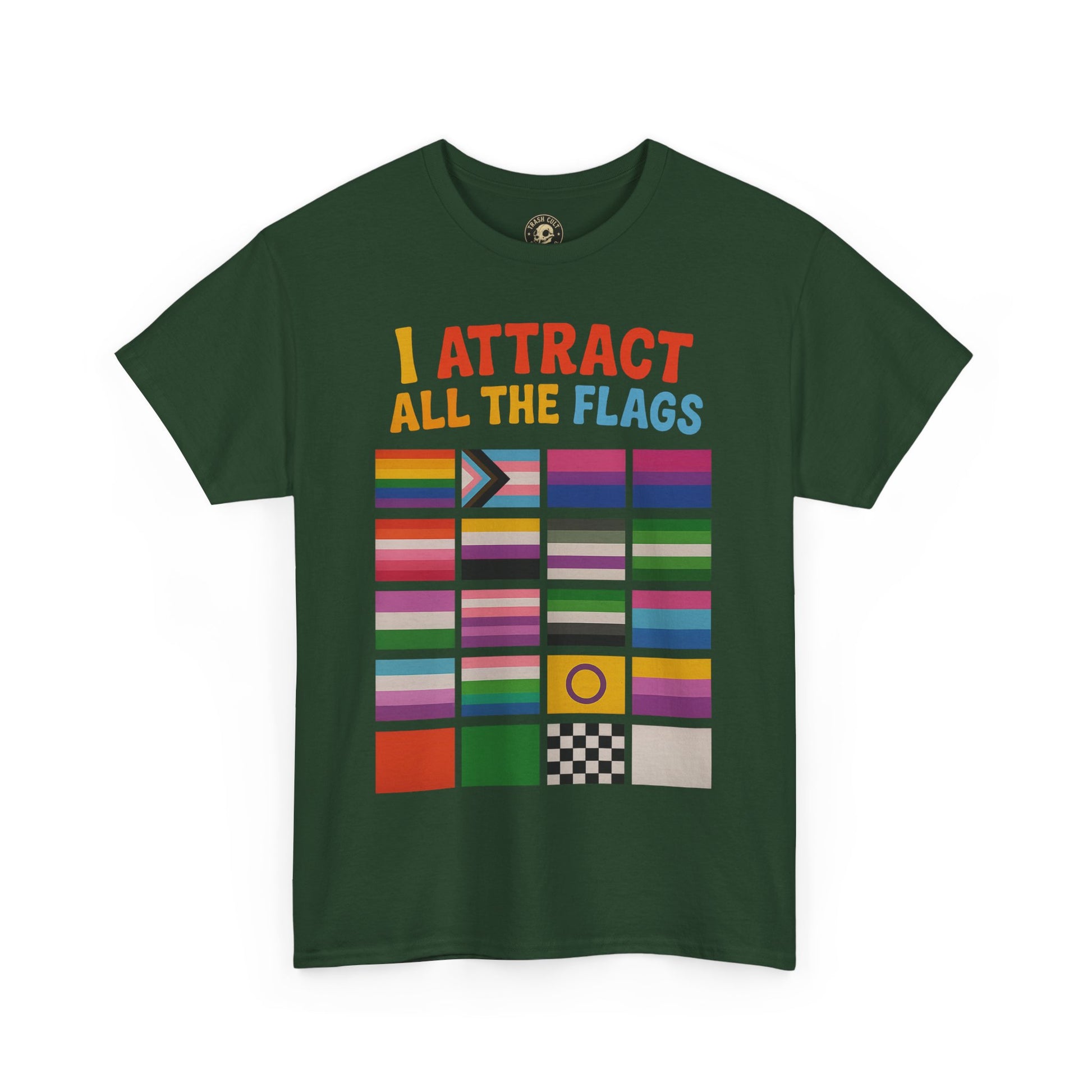 I Attract All The Flags LGBTQ Pride T-Shirt – Funny Inclusivity Shirt – Gildan 5000