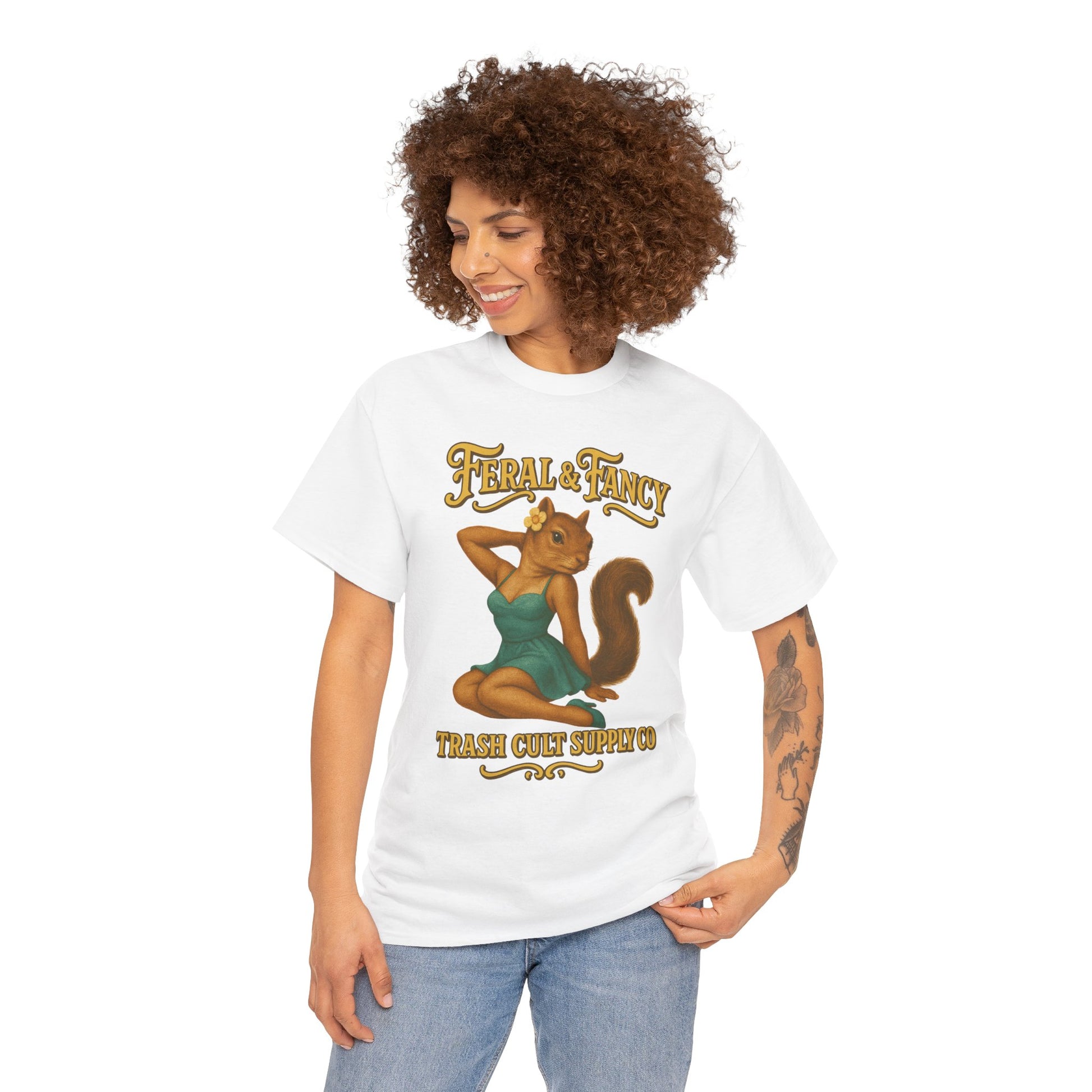 Feral & Fancy Pin-Up Squirrel Shirt – Vintage 1950s Style | Trash Cult Supply Co | Gildan 5000