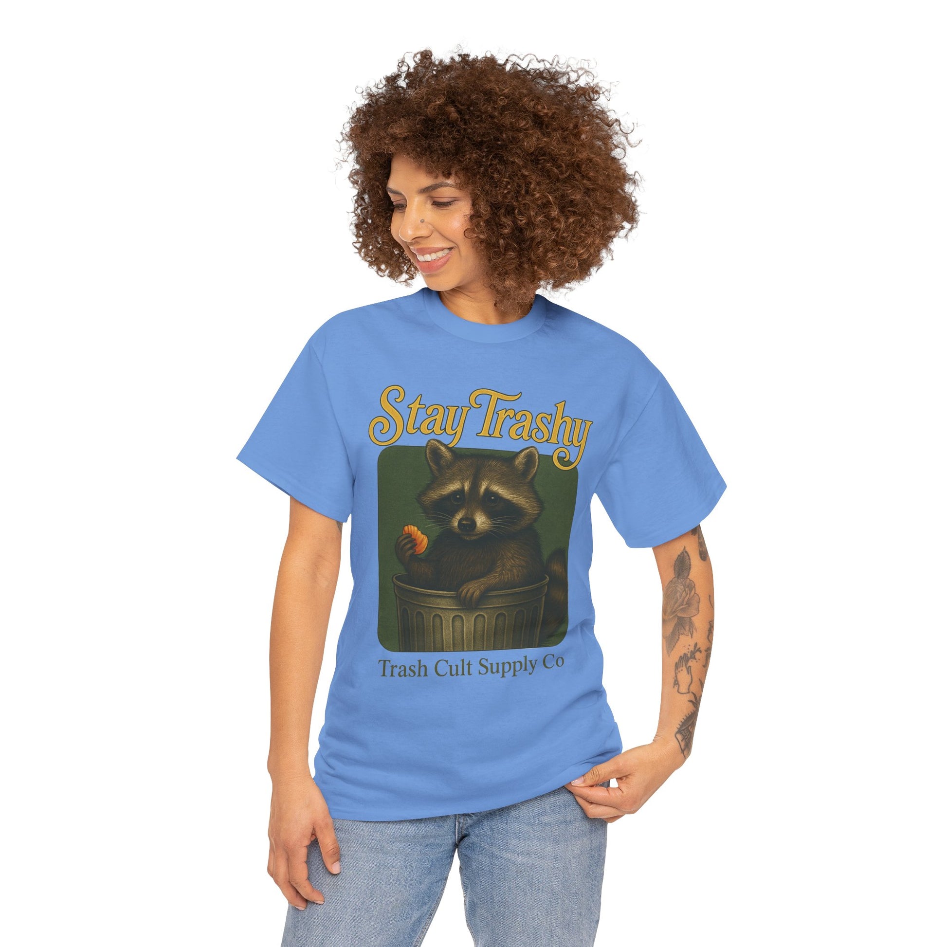 Stay Trashy Raccoon T-Shirt – Vintage-Style Cute Trash Panda | Trash Cult Supply Co | Gildan 5000