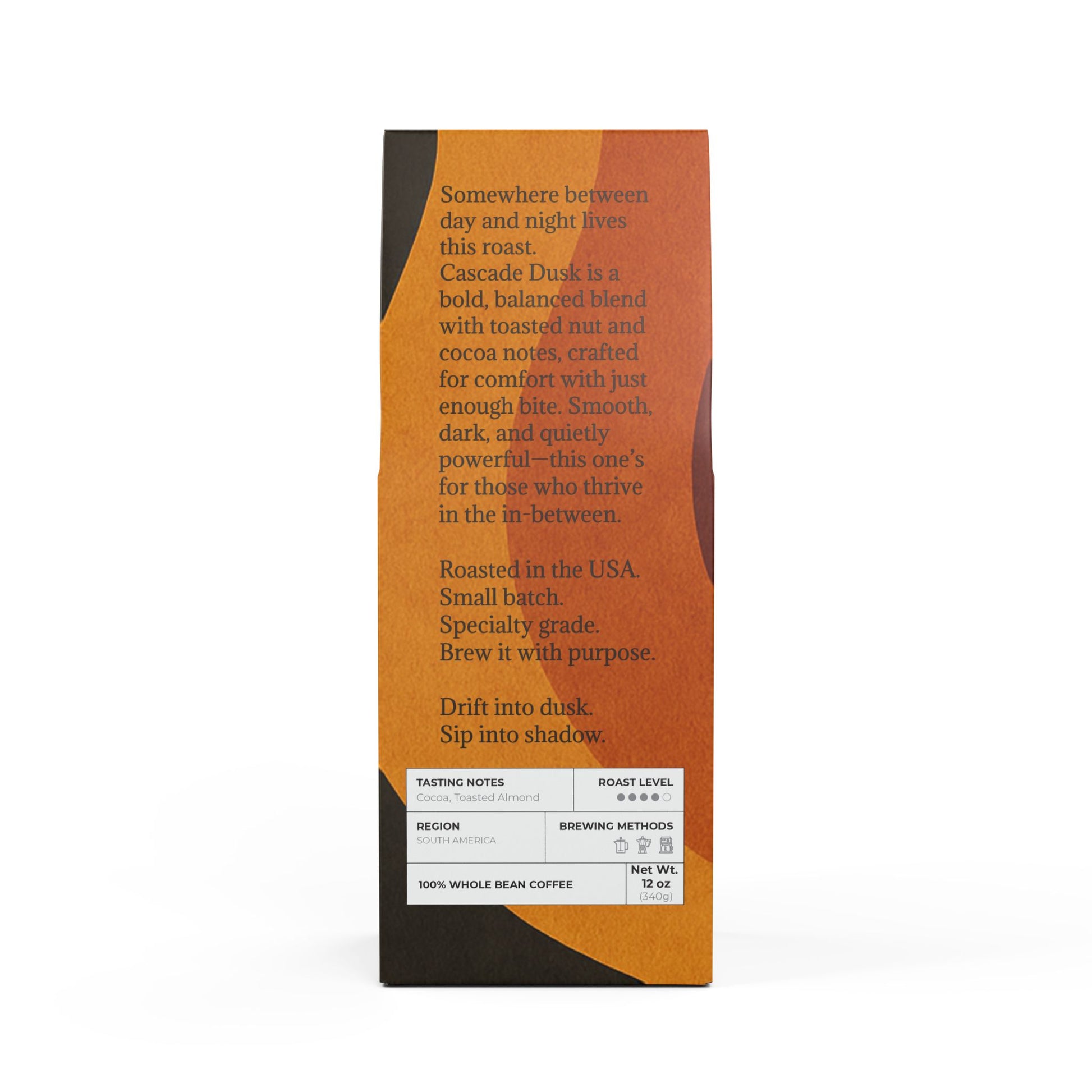 🌒 Cascade Dusk – Medium-Dark Roast Coffee (12oz)