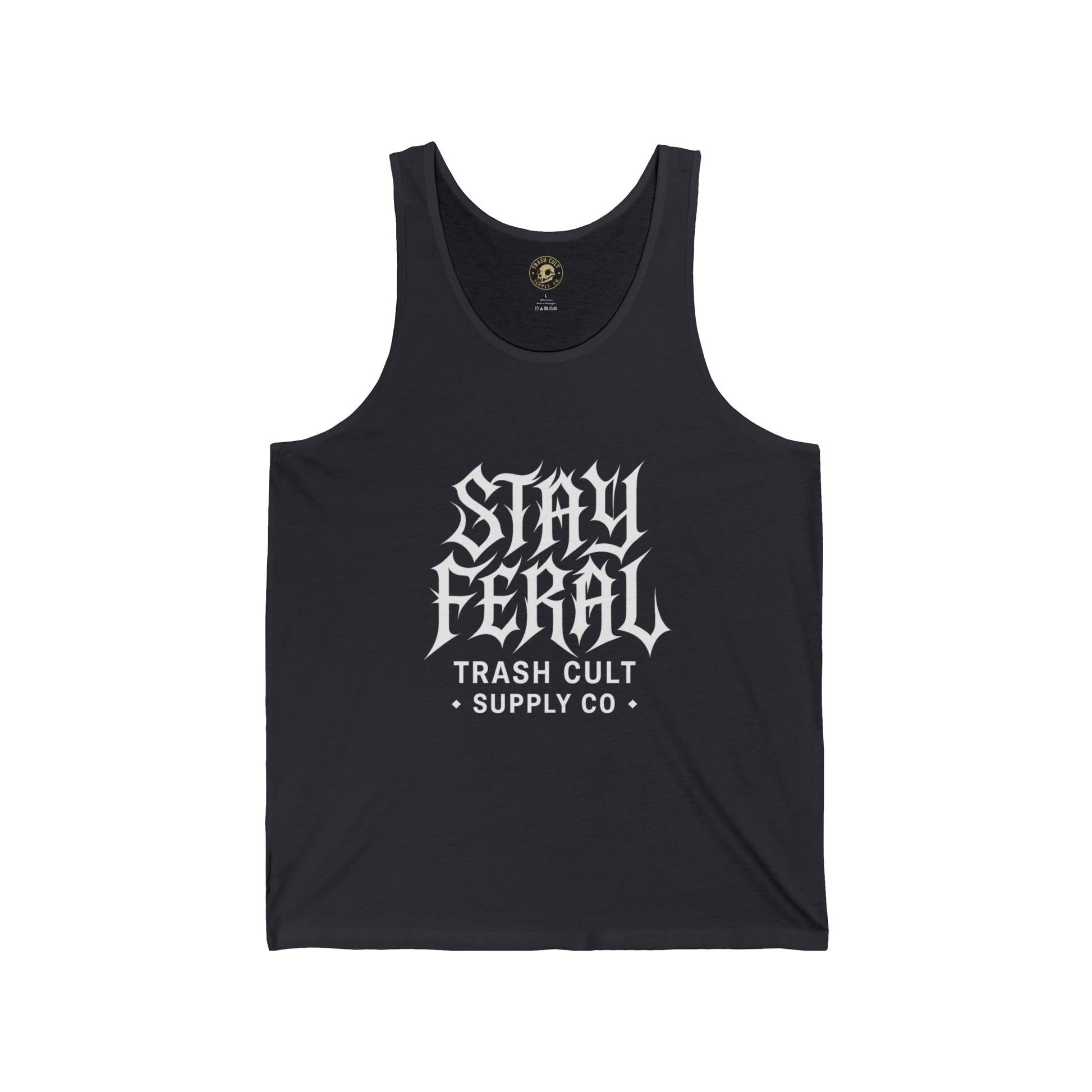 Stay Feral Unisex Jersey Tank | Cool Graphic Top for Summer, Gift for Outdoor Lovers, Festival Wear, Streetwear, Vintage Look