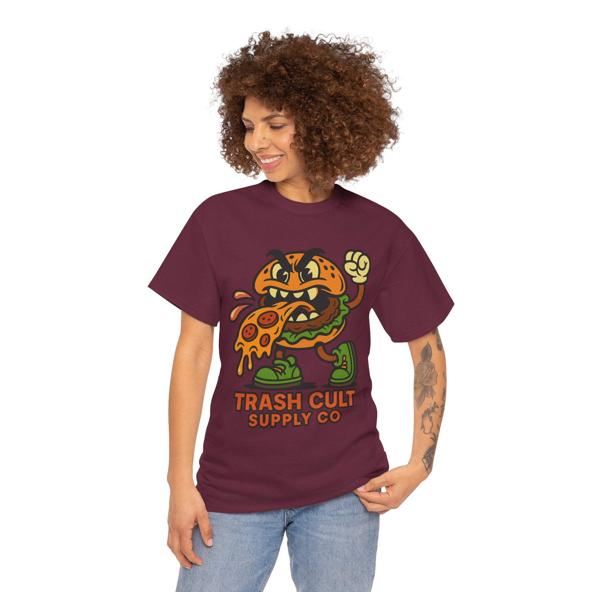 Angry Burger Pizza Spitter Tee – Trash Cult Supply Co | Gildan 5000 Shirt