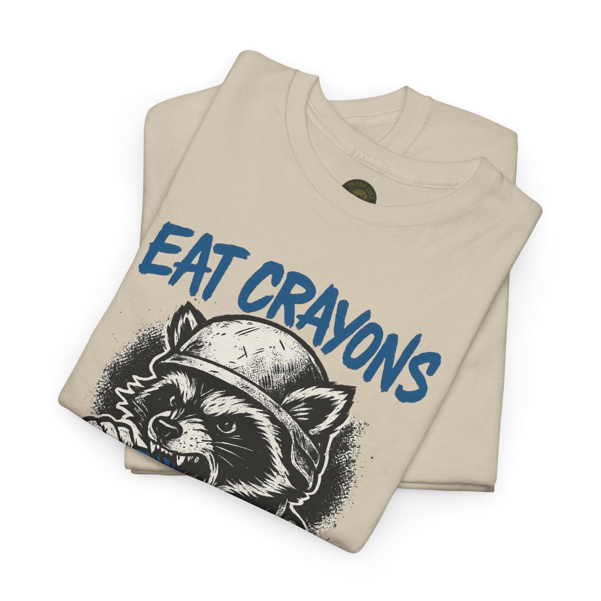 Eat Crayons Crush Skulls Stay Feral Military Raccoon Shirt – Gildan 5000