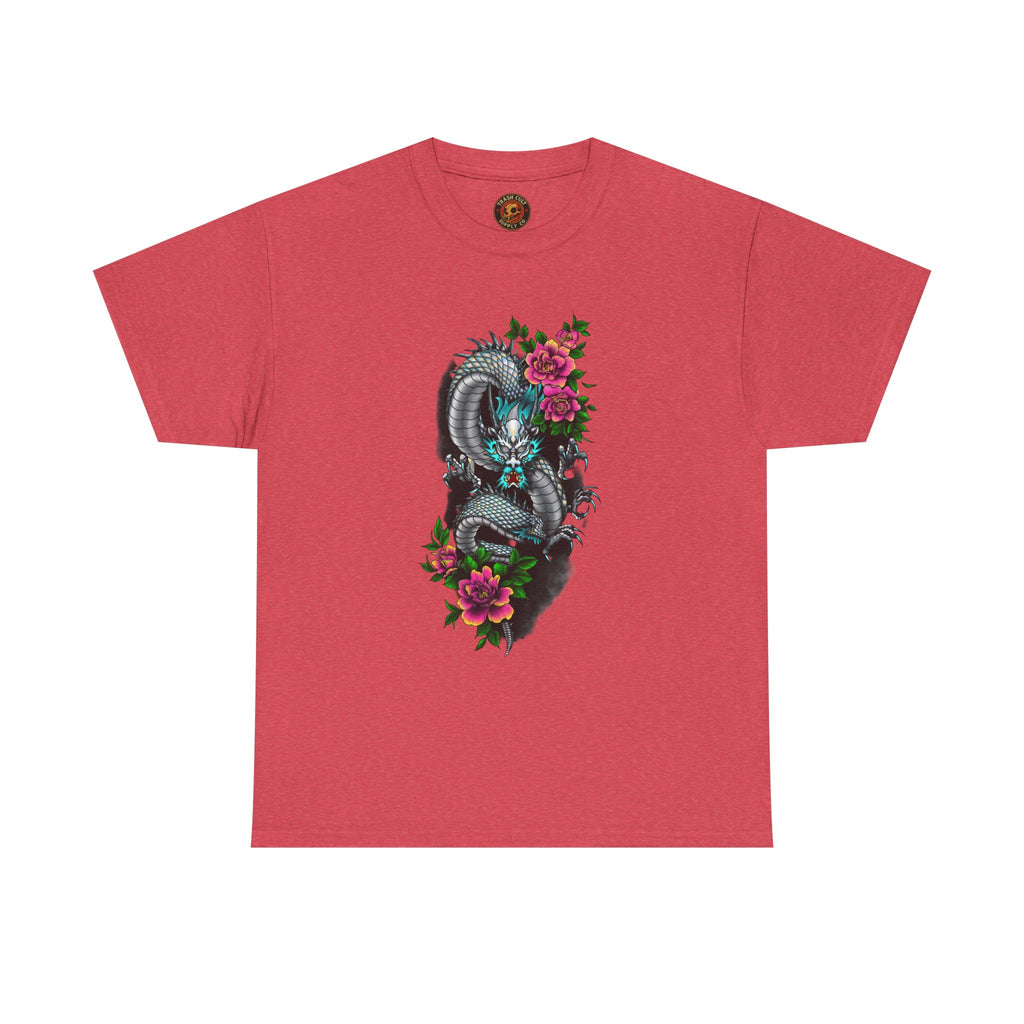 Mythic Dragon & Peonies Tattoo T-Shirt – Lara Davenport x Trash Cult Supply Co. Collab (Gildan 5000)
