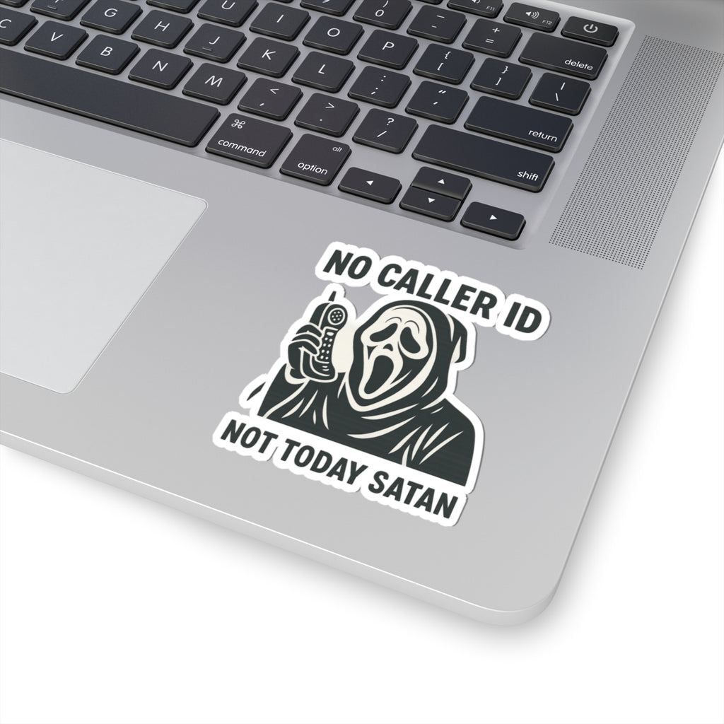 No Caller ID Ghostface Sticker – Not Today Satan – Funny Horror Kiss Cut Sticker