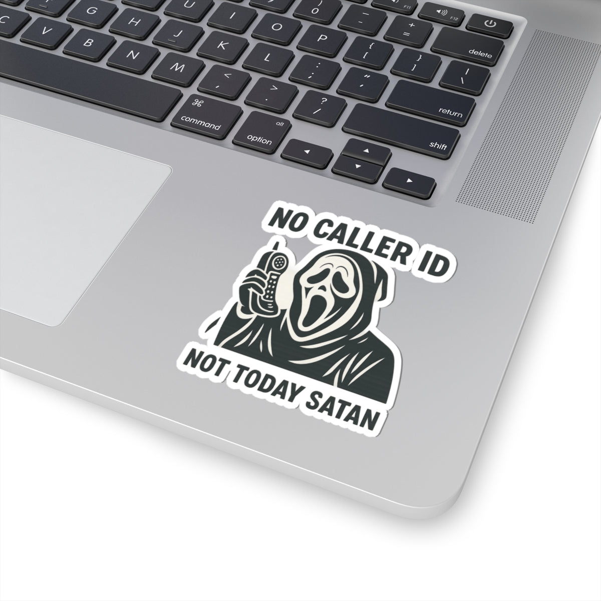 No Caller ID Ghostface Sticker – Not Today Satan – Funny Horror Kiss Cut Sticker