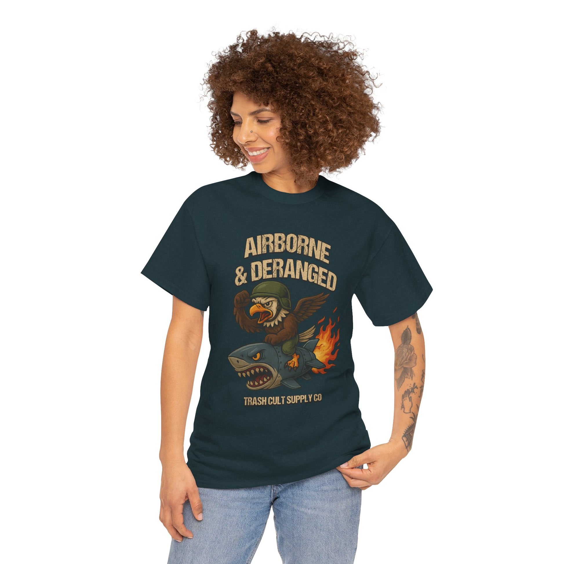 Airborne & Deranged T-Shirt – Trash Cult Supply Co. | Gildan 5000 Heavy Cotton Tee