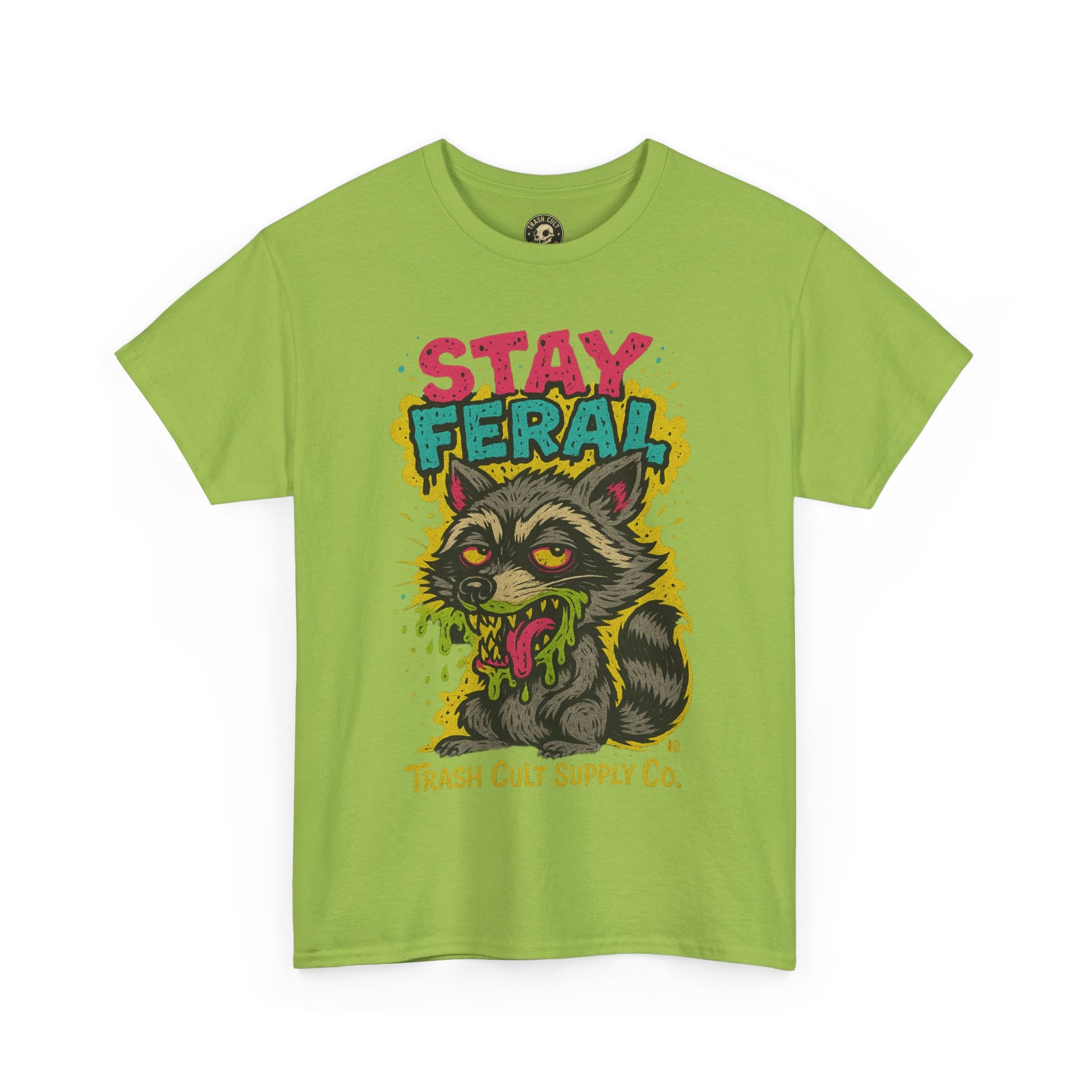 Stay Feral Raccoon Lowbrow Tee – Trash Cult Supply Co. | Gildan 5000