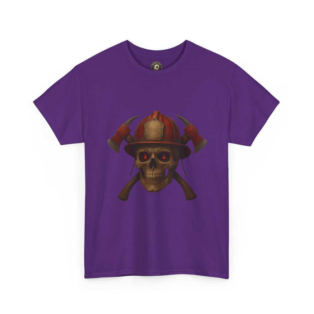 Skull Firefighter Tee, Unisex Heavy Cotton Shirt, Firefighter Gift, Halloween Costume T-Shirt, Unique Graphic Tee, Casual Wear