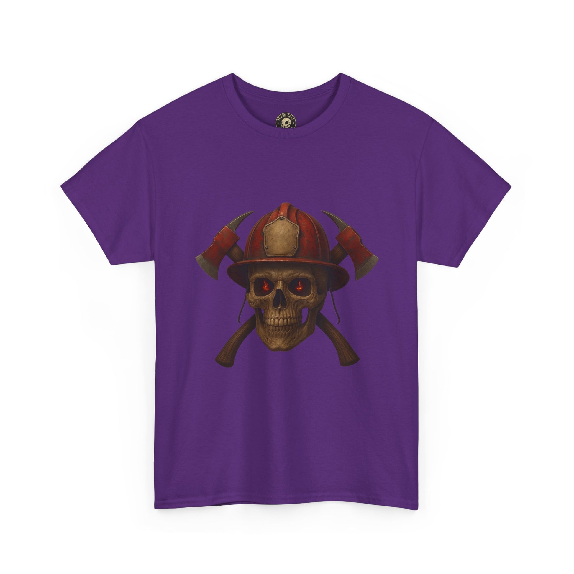 Skull Firefighter Tee, Unisex Heavy Cotton Shirt, Firefighter Gift, Halloween Costume T-Shirt, Unique Graphic Tee, Casual Wear