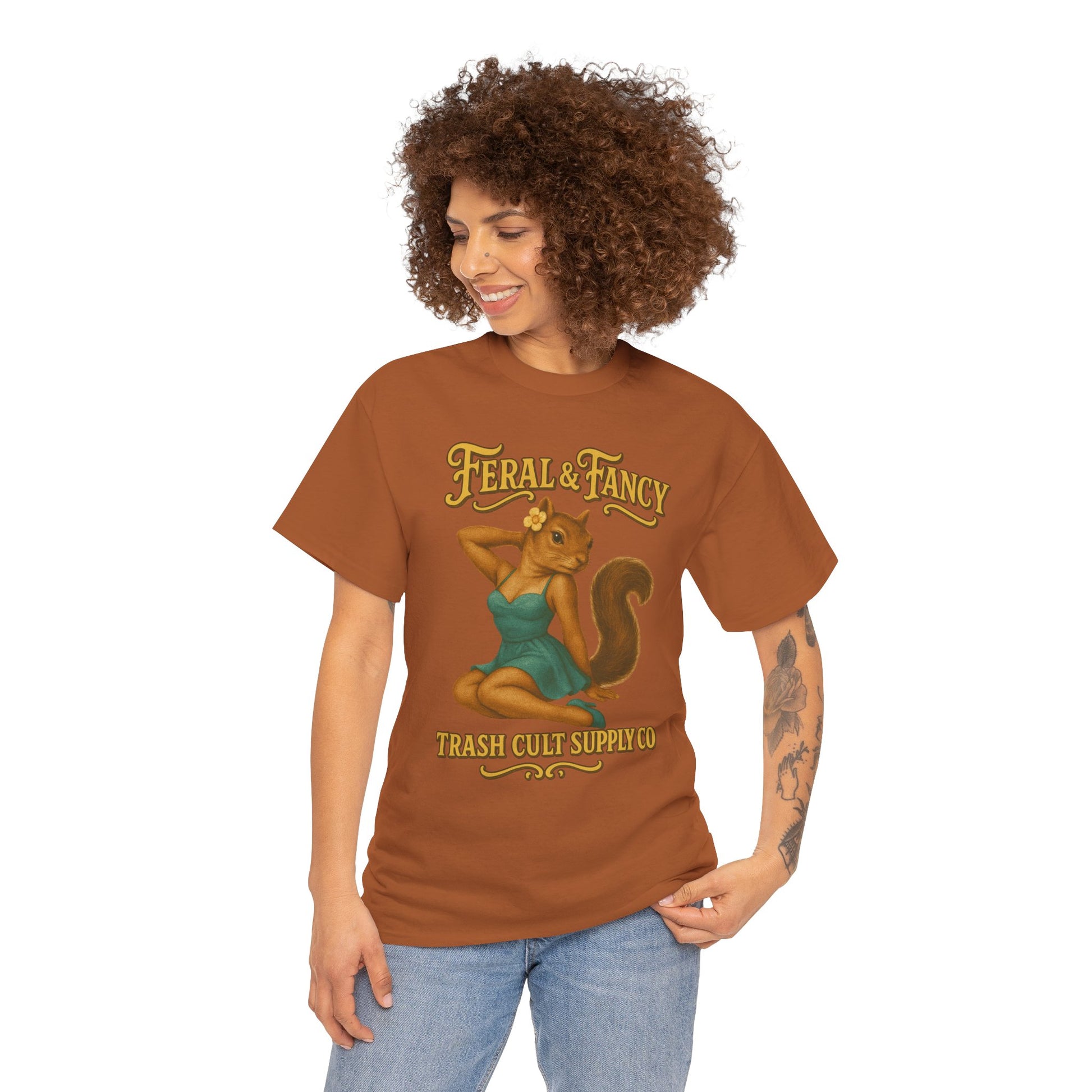 Feral & Fancy Pin-Up Squirrel Shirt – Vintage 1950s Style | Trash Cult Supply Co | Gildan 5000